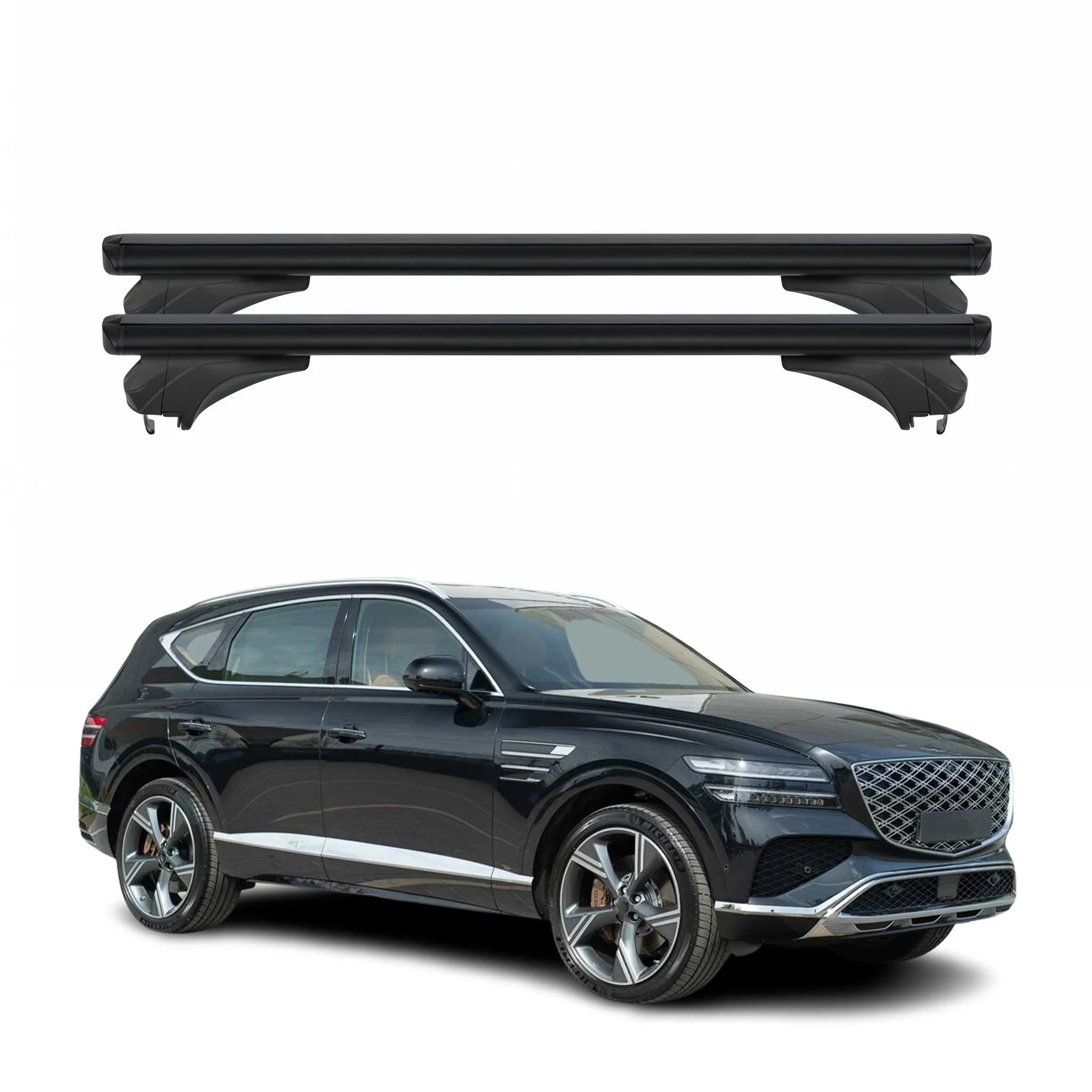 Menabo Dachträger Grundtäger für Genesis GV80 2021-2026 Aluminium Schwarz 2 tlg