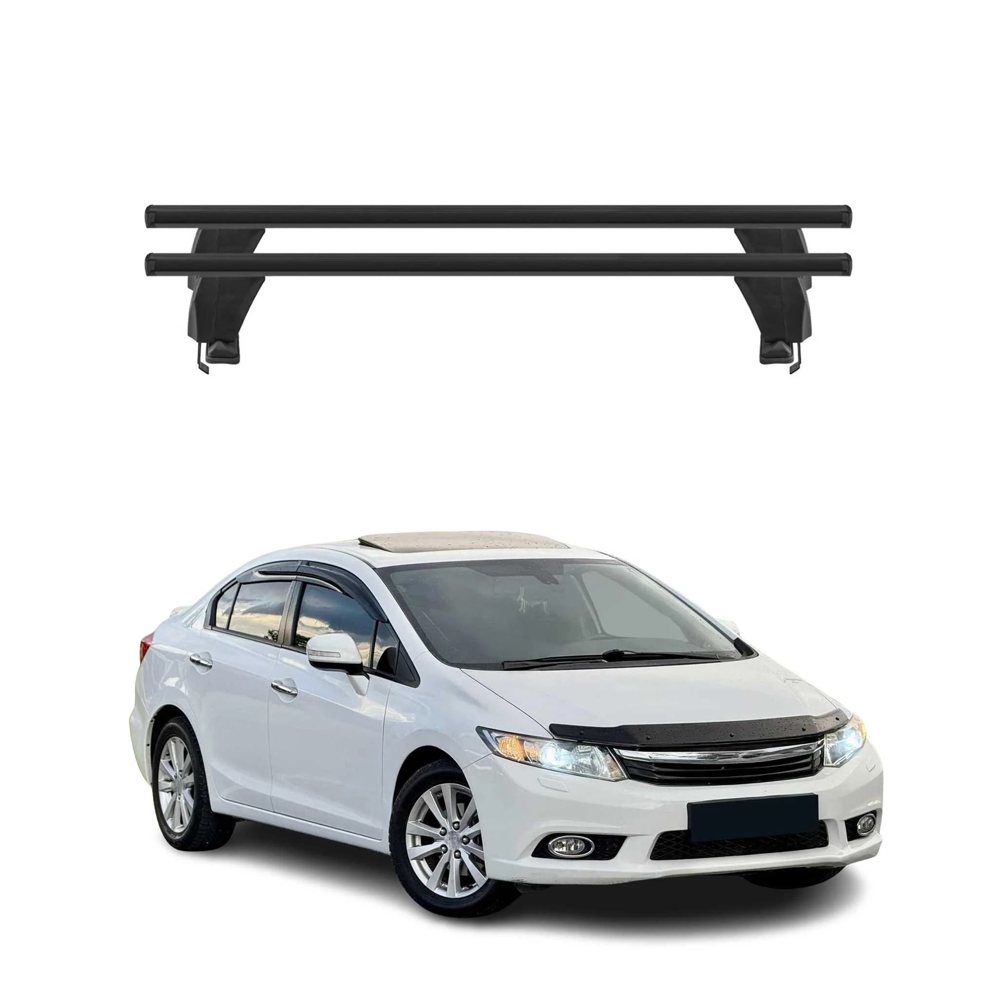 Menabo Dachträger Grundtäger für Honda Civic mk9 Limo 2011-2017 50kg Alu Schwarz
