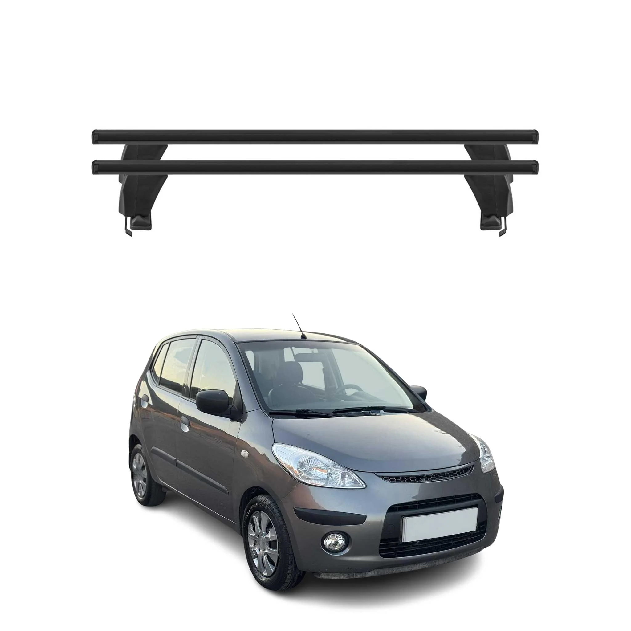 Menabo Dachträger Grundtäger für Hyundai i10 2007-2013 50kg Alu Schwarz 2 tlg