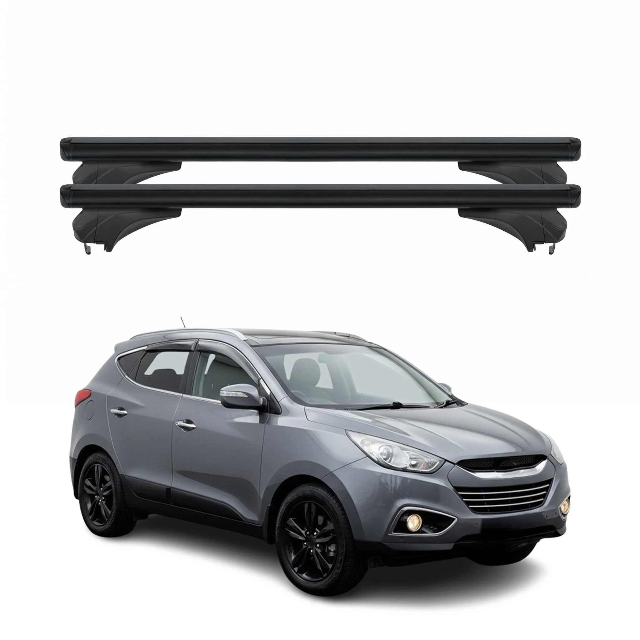 Menabo Dachträger Grundtäger für Hyundai iX35 2010-2015 Aluminium Schwarz 2 tlg