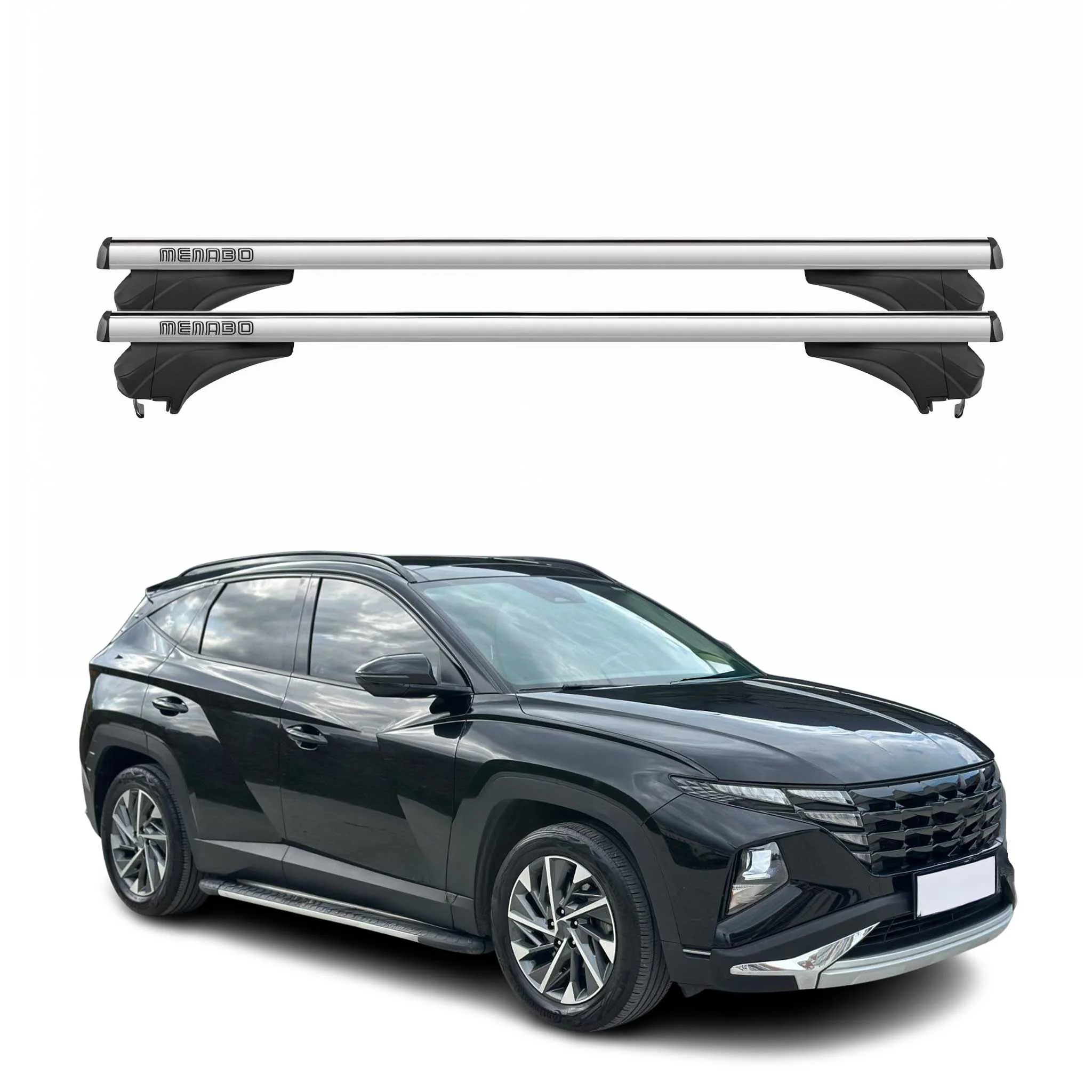 Menabo Dachträger Grundtäger für Hyundai Tucson NX4 2020-2025 Alu Silber 2 tlg