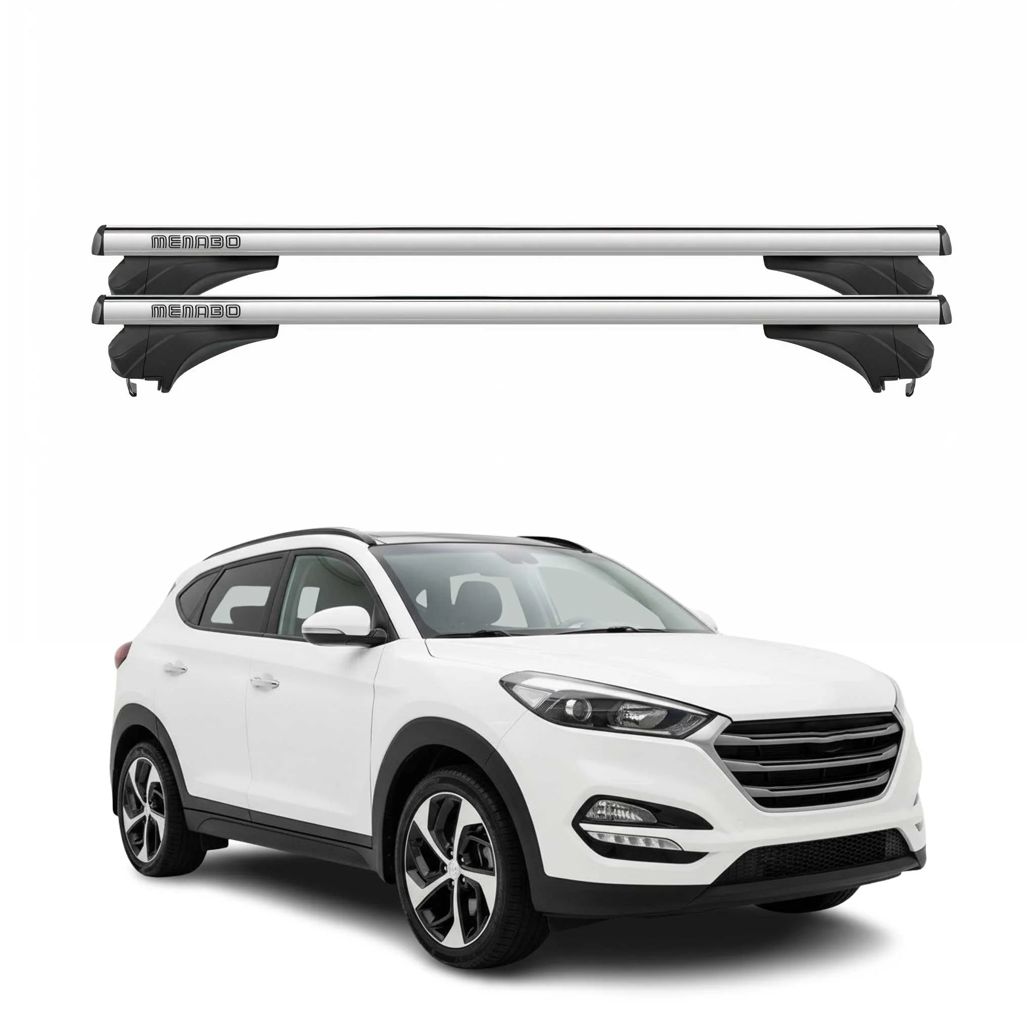 Menabo Dachträger Grundtäger für Hyundai Tucson TL 2015-2020 Aluminium Silber 2x