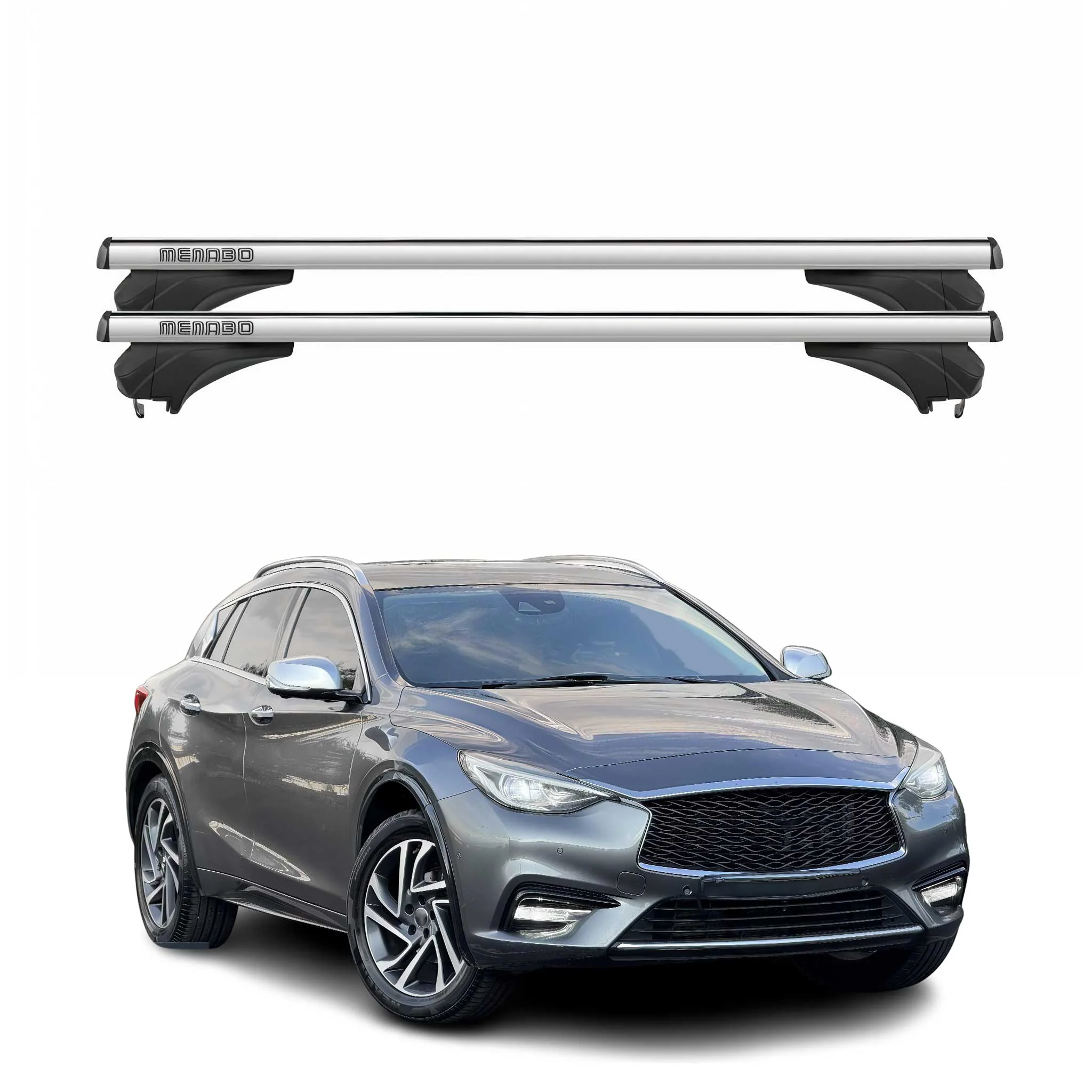 Menabo Dachträger Grundtäger für Infiniti Q30 2015-2019 Aluminium Silber 2 tlg