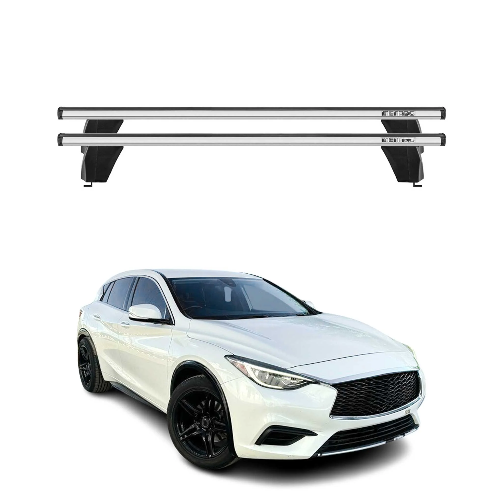 Menabo Dachträger Grundtäger für Infiniti QX30 2017-2019 75kg Alu Silber 2 tlg
