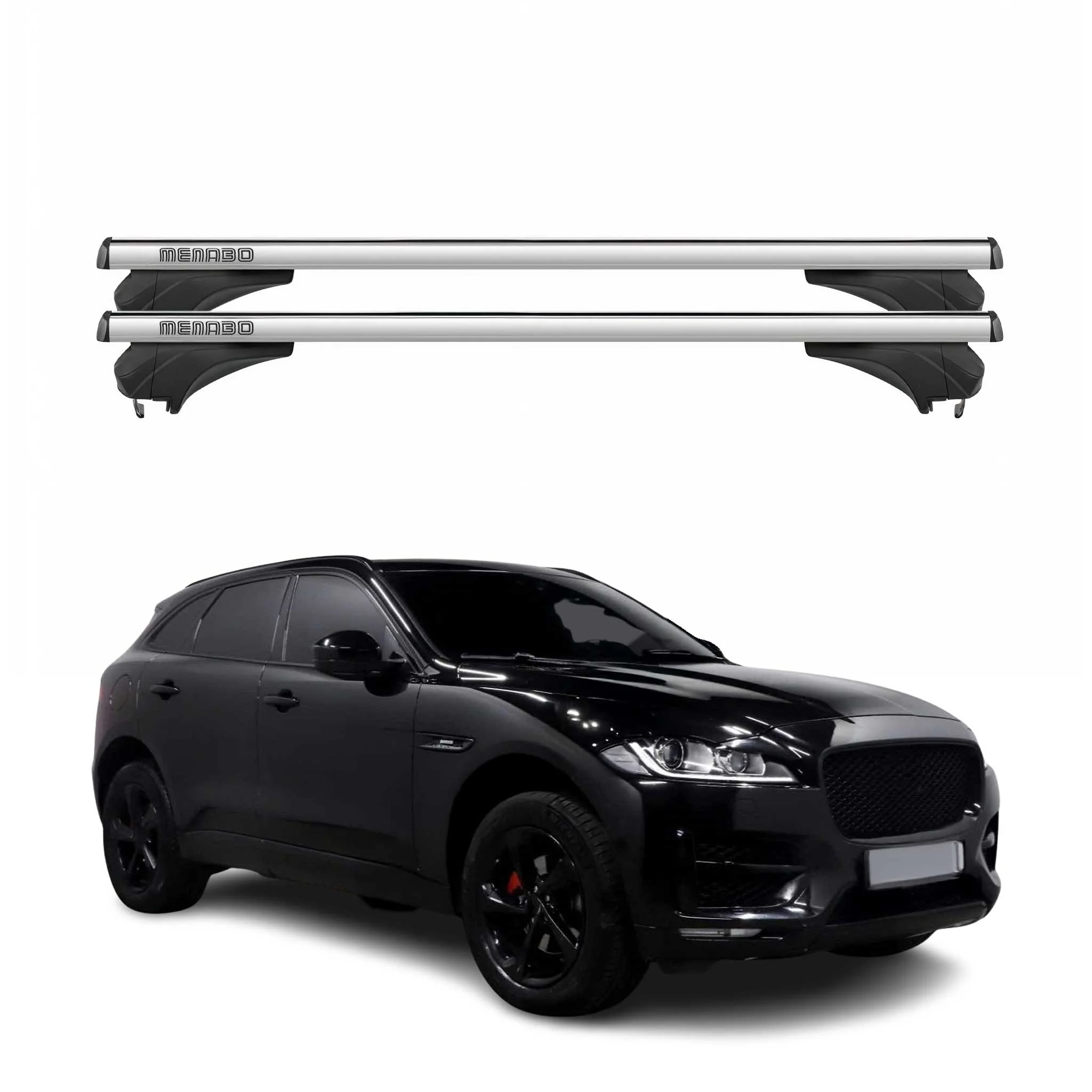 Menabo Dachträger Grundtäger für Jaguar F-Pace X761 2016-2025 Alu Silber 2 tlg