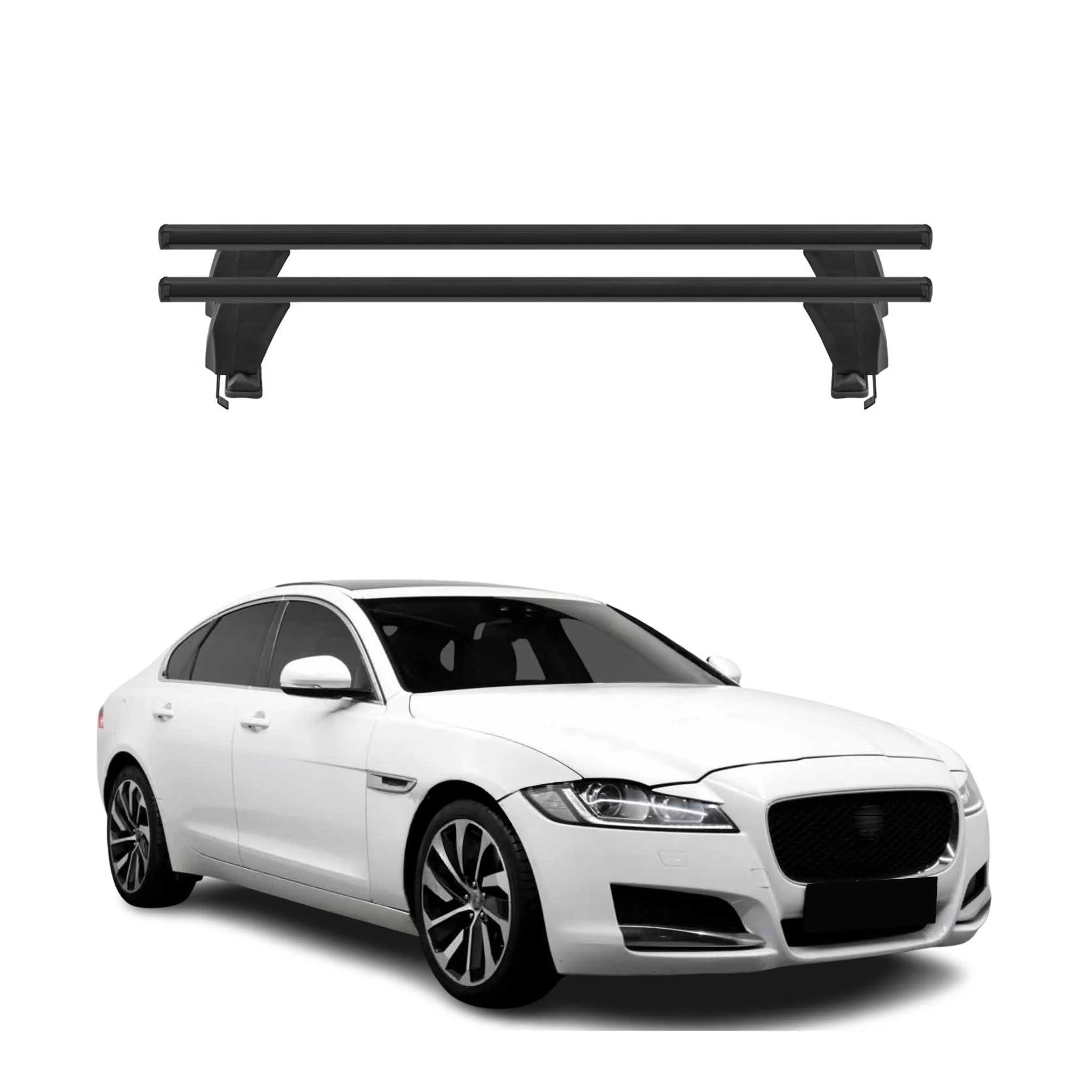 Menabo Dachträger Grundtäger für Jaguar XF X260 2015-2020 50kg Alu Schwarz 2 tlg