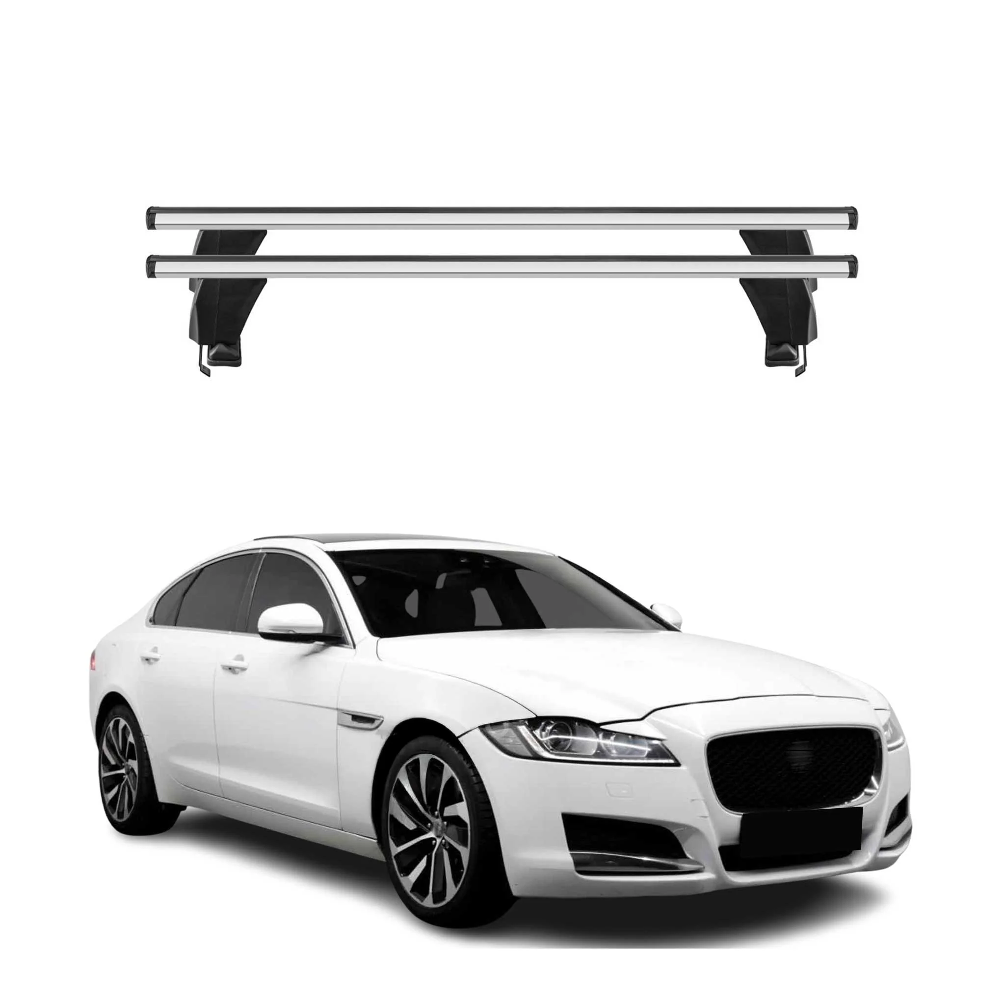 Menabo Dachträger Grundtäger für Jaguar XF X260 2015-2020 50kg Alu Silber 2 tlg