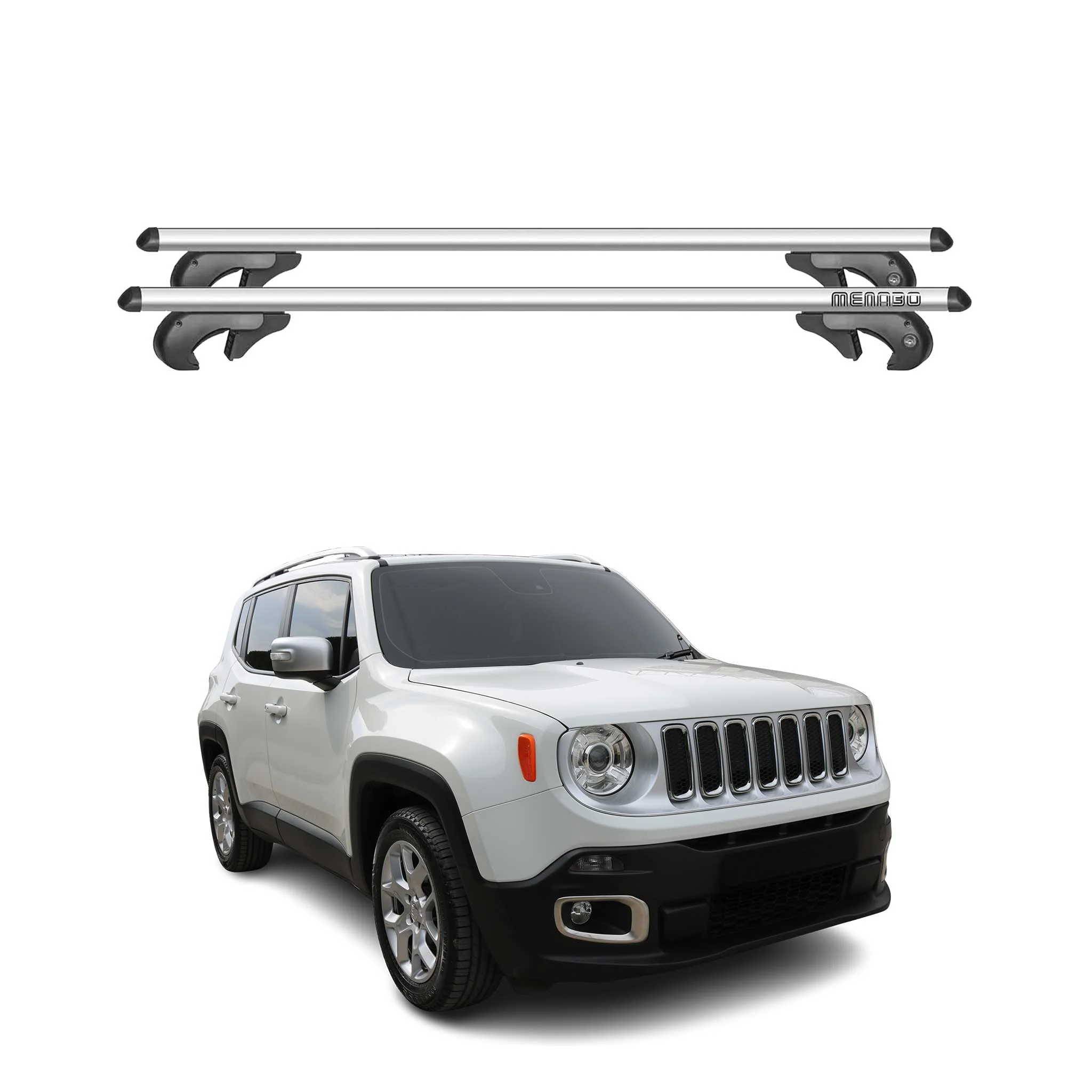 Menabo Dachträger Grundtäger für Jeep Renegade 2014-2018 90kg Alu Grau 2x