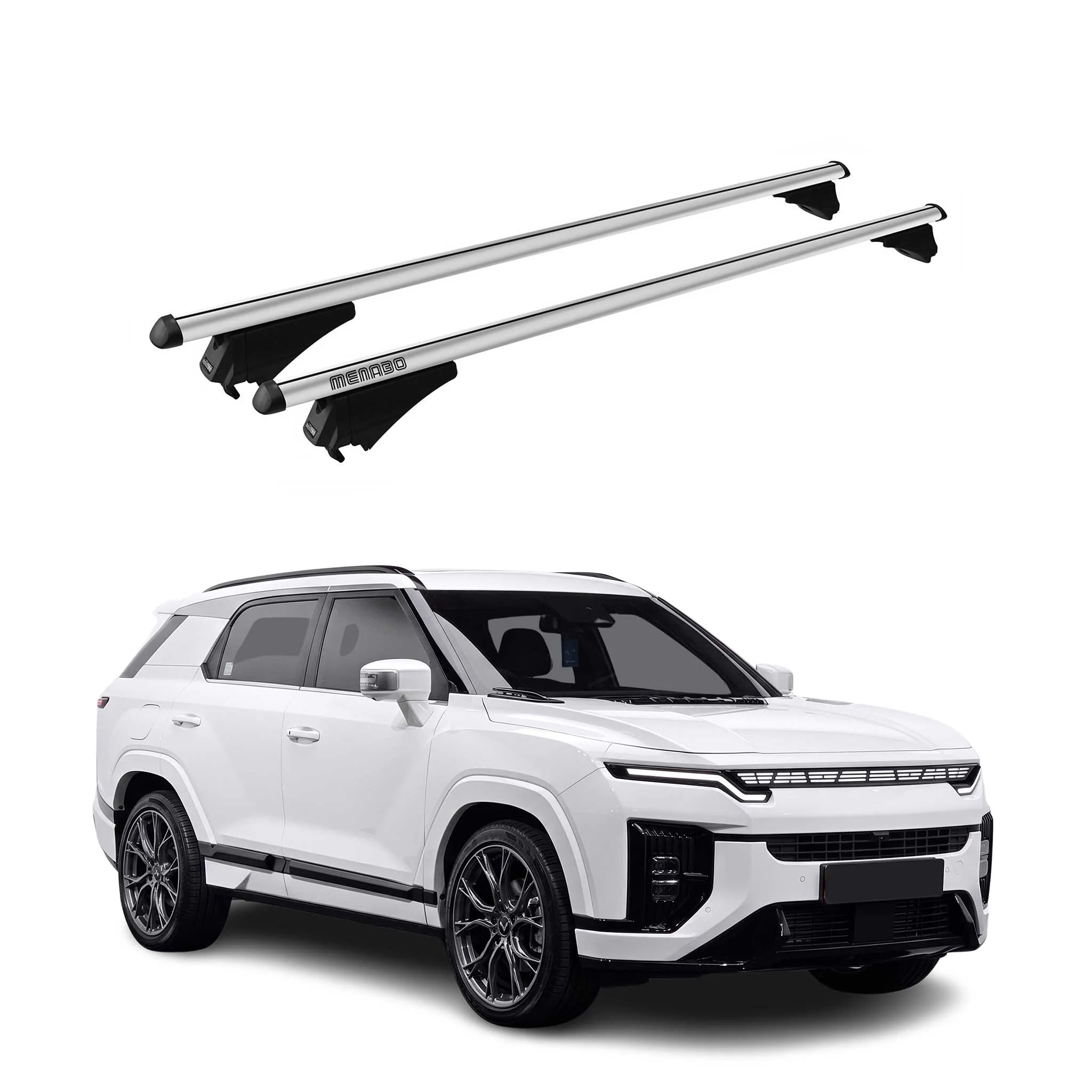 Menabo Dachträger Grundtäger für KGM Actyon 2024-2026 75kg Alu Silber 2 tlg