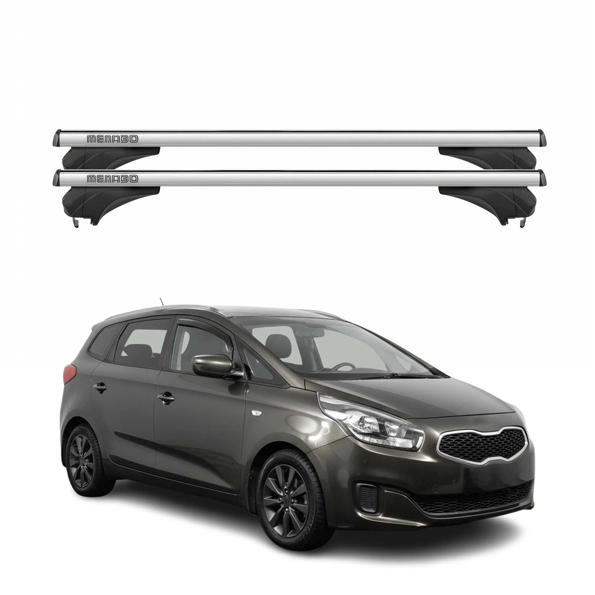 Menabo Dachträger Grundtäger für KIA Carens RP 2013-2019 Aluminium Silber 2 tlg