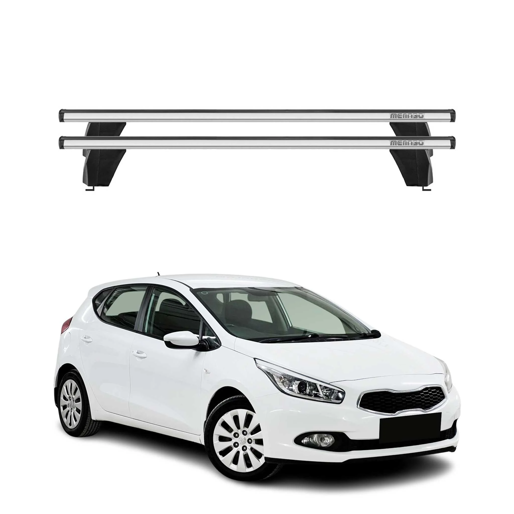 Menabo Dachträger Grundtäger für Kia Ceed 2012-2018 75kg Aluminium Silber 2 tlg