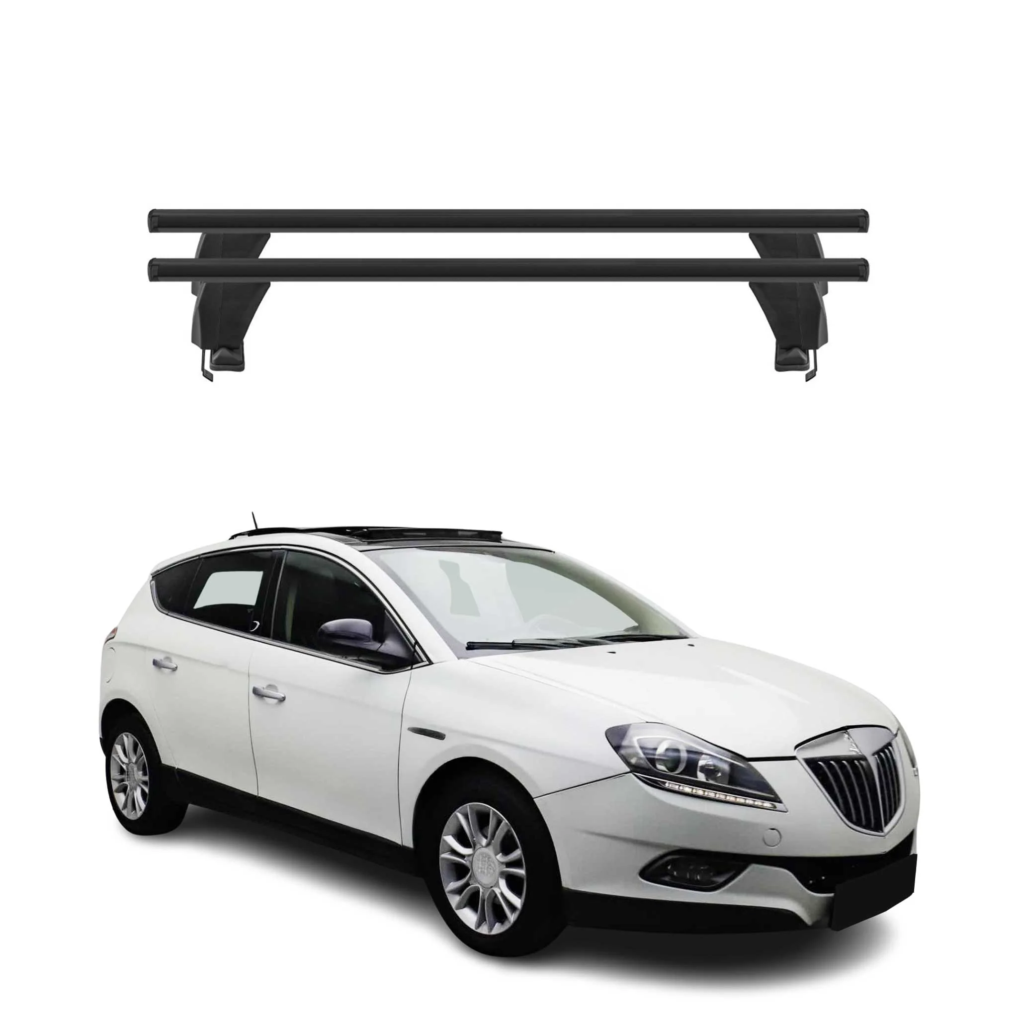 Menabo Dachträger Grundtäger für Lancia Delta 2008-2014 50kg Alu Schwarz 2 tlg