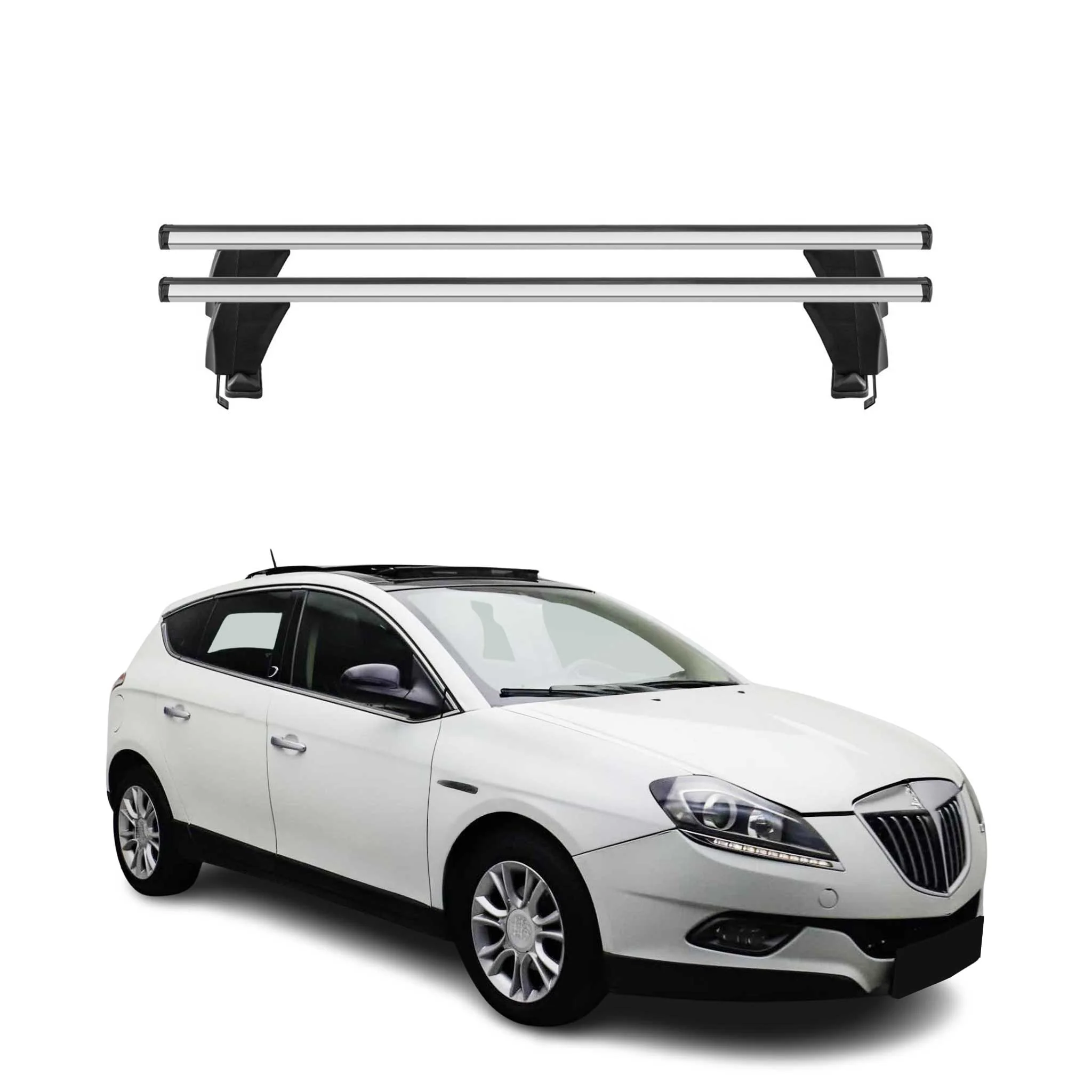 Menabo Dachträger Grundtäger für Lancia Delta 2008-2014 50kg Alu Silber 2 tlg