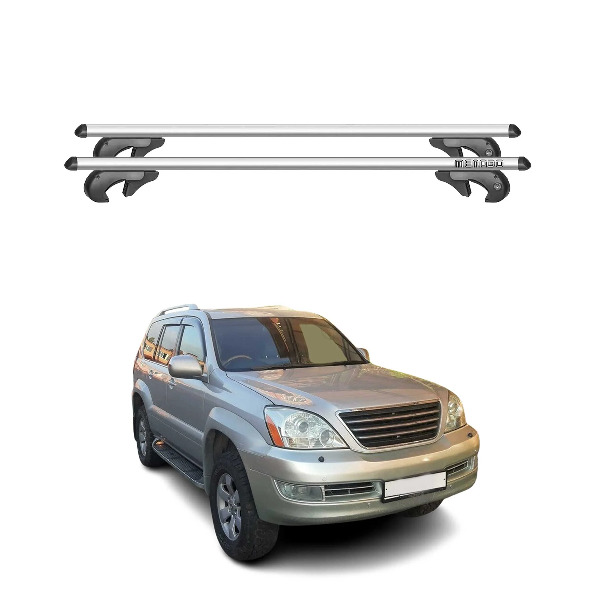 Menabo Dachträger Grundtäger für Lexus GX 2002-2009 90kg Aluminium Silber 2 tlg