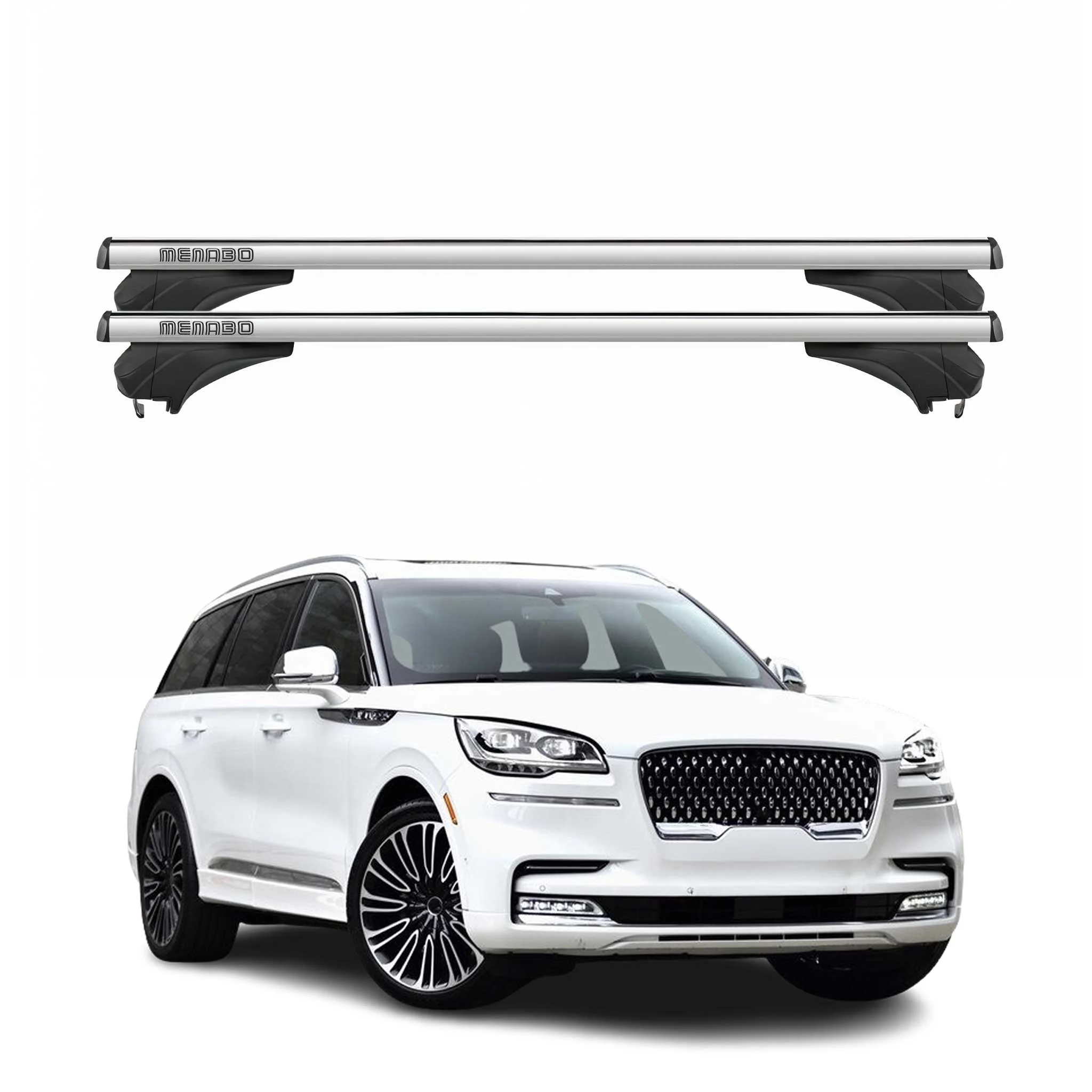 Menabo Dachträger Grundtäger für Lincoln Aviator U611 2020-2026 Alu Silber 2 tlg