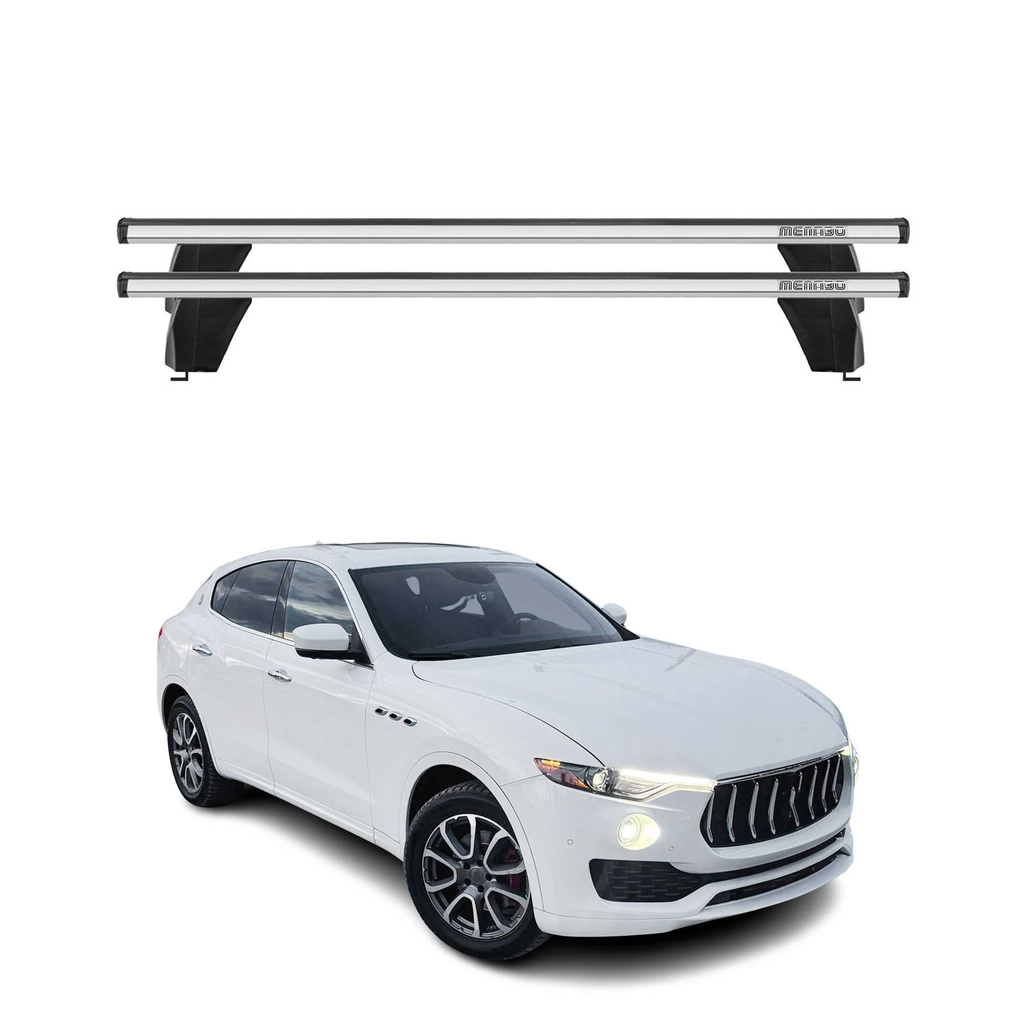 Menabo Dachträger Grundtäger für Maserati Levante 2017-2024 75kg Alu Silber 2x
