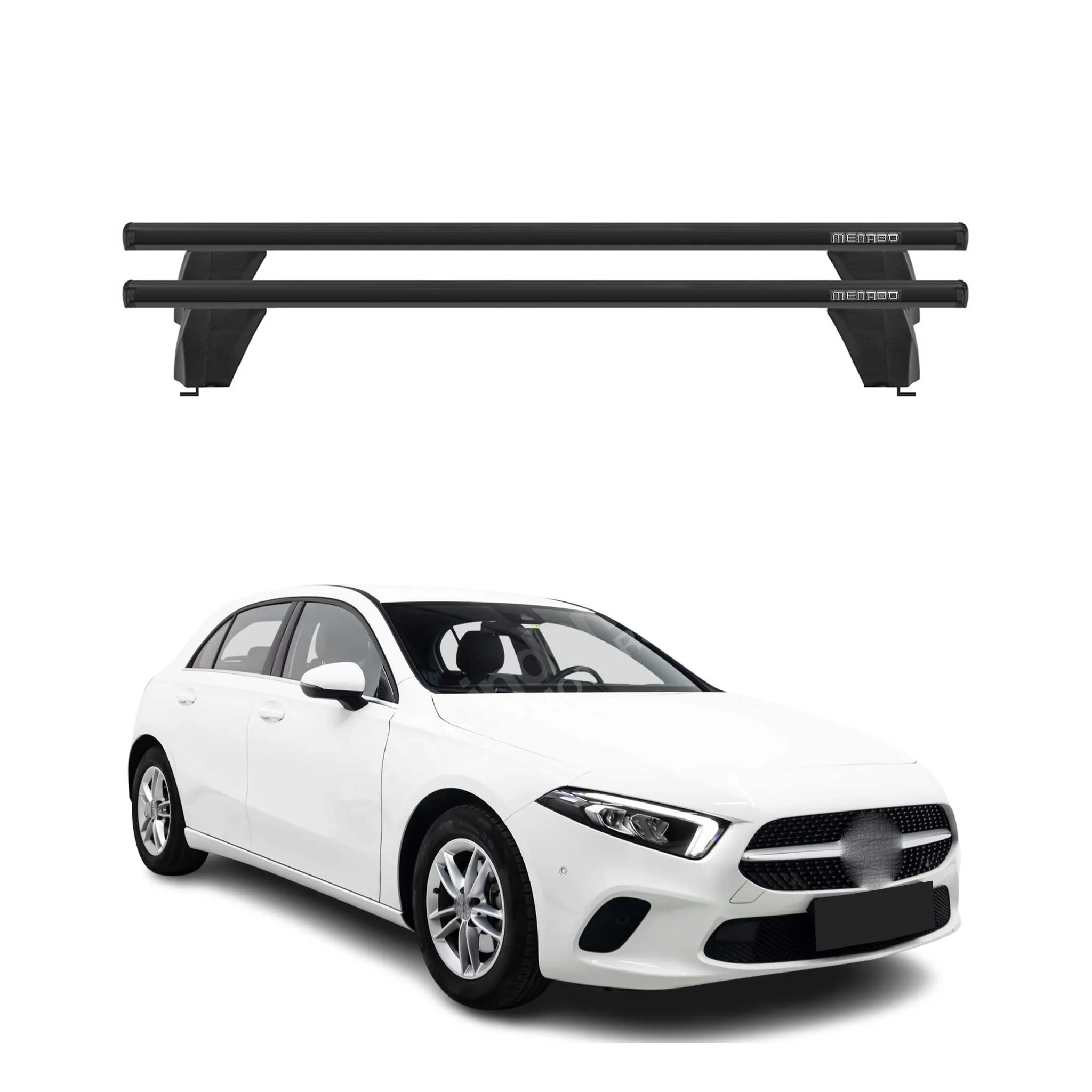 Menabo Dachträger für Mercedes A Klasse W177 2018-2026 75kg Alu Schwarz 2x