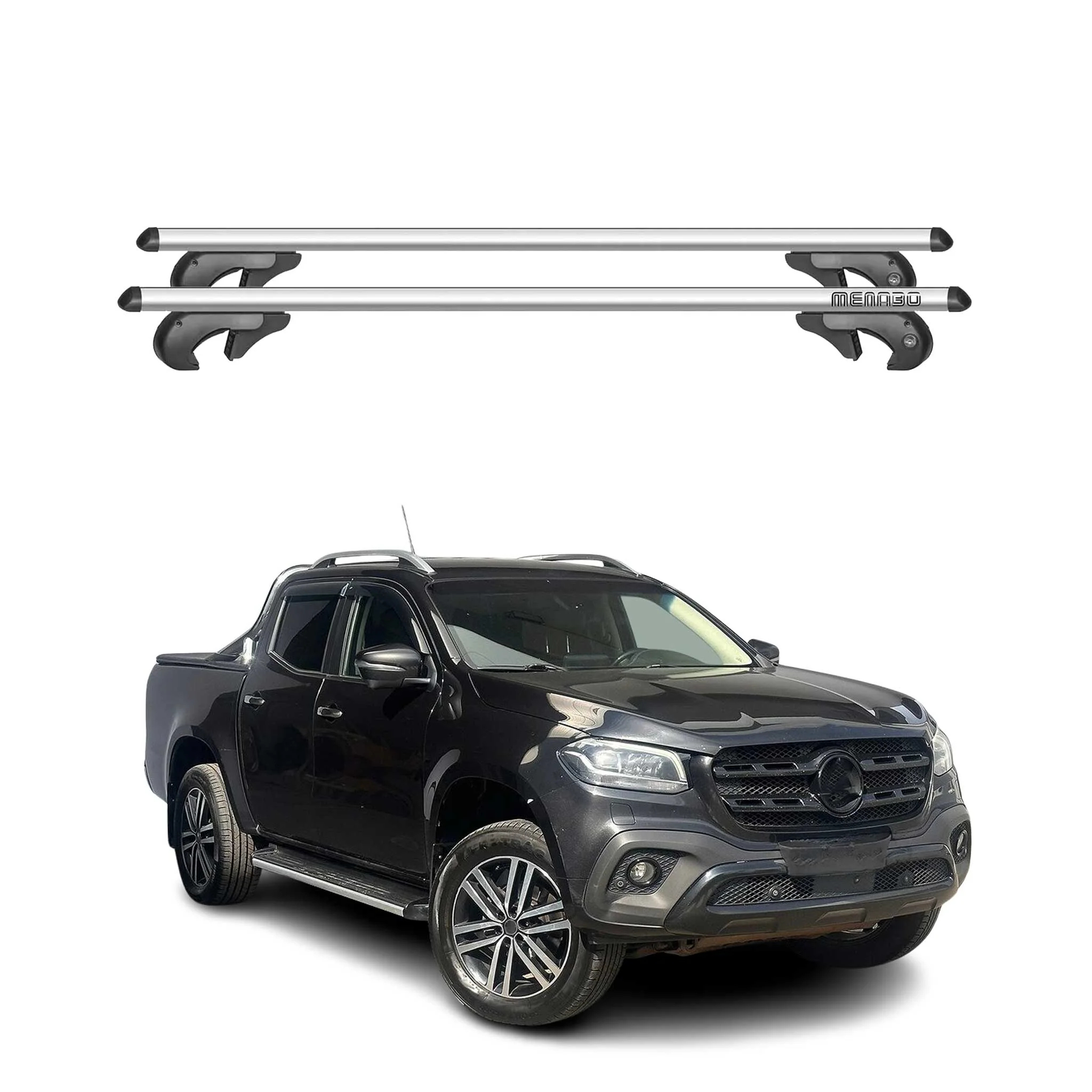 Menabo Dachträger Grundtäger für Mercedes X Klasse 470 2017-2020 90kg Alu Silber