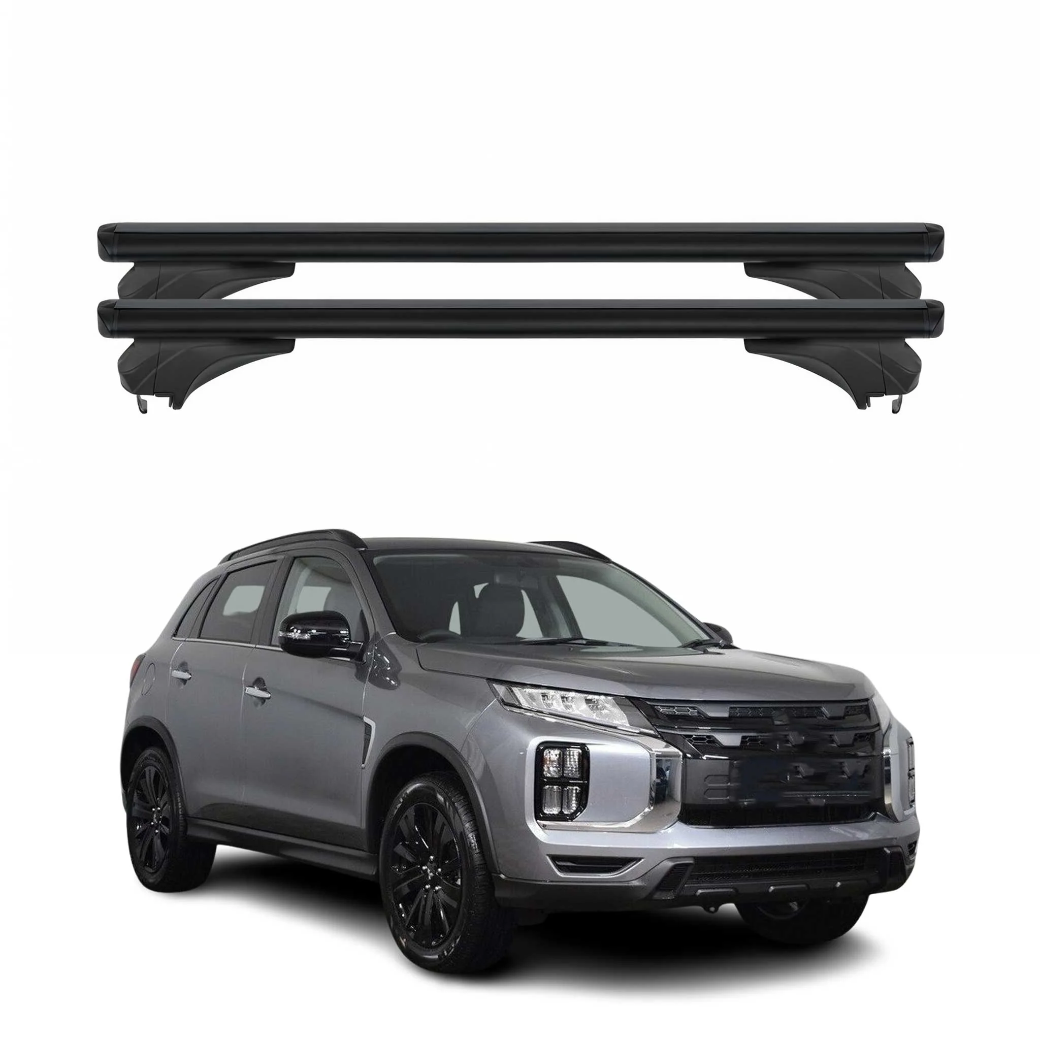 Menabo Dachträger Grundtäger für Mitsubishi ASX 2023-2026 Aluminium Schwarz 2tlg