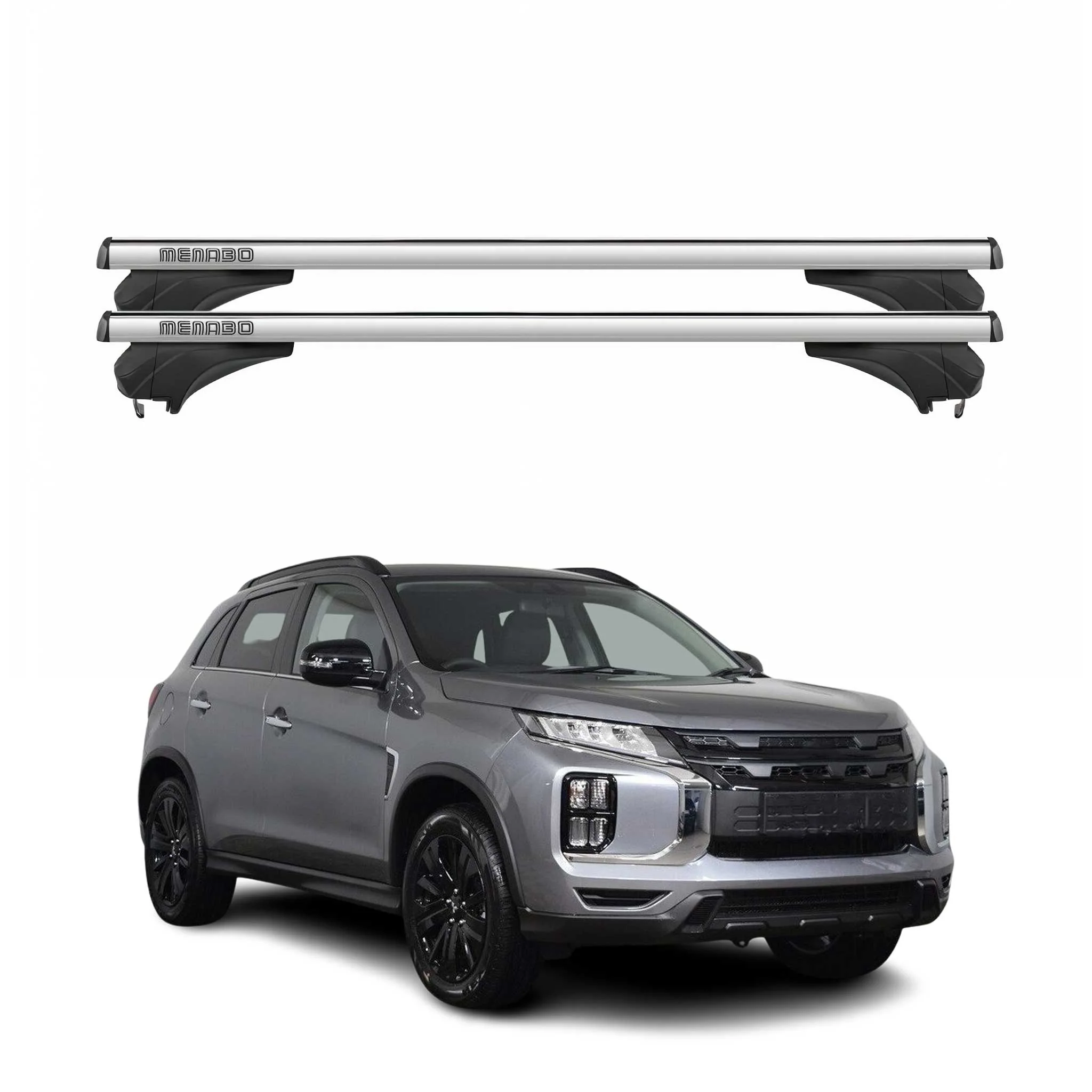 Menabo Dachträger Grundtäger für Mitsubishi ASX 2023-2026 Aluminium Silber 2 tlg