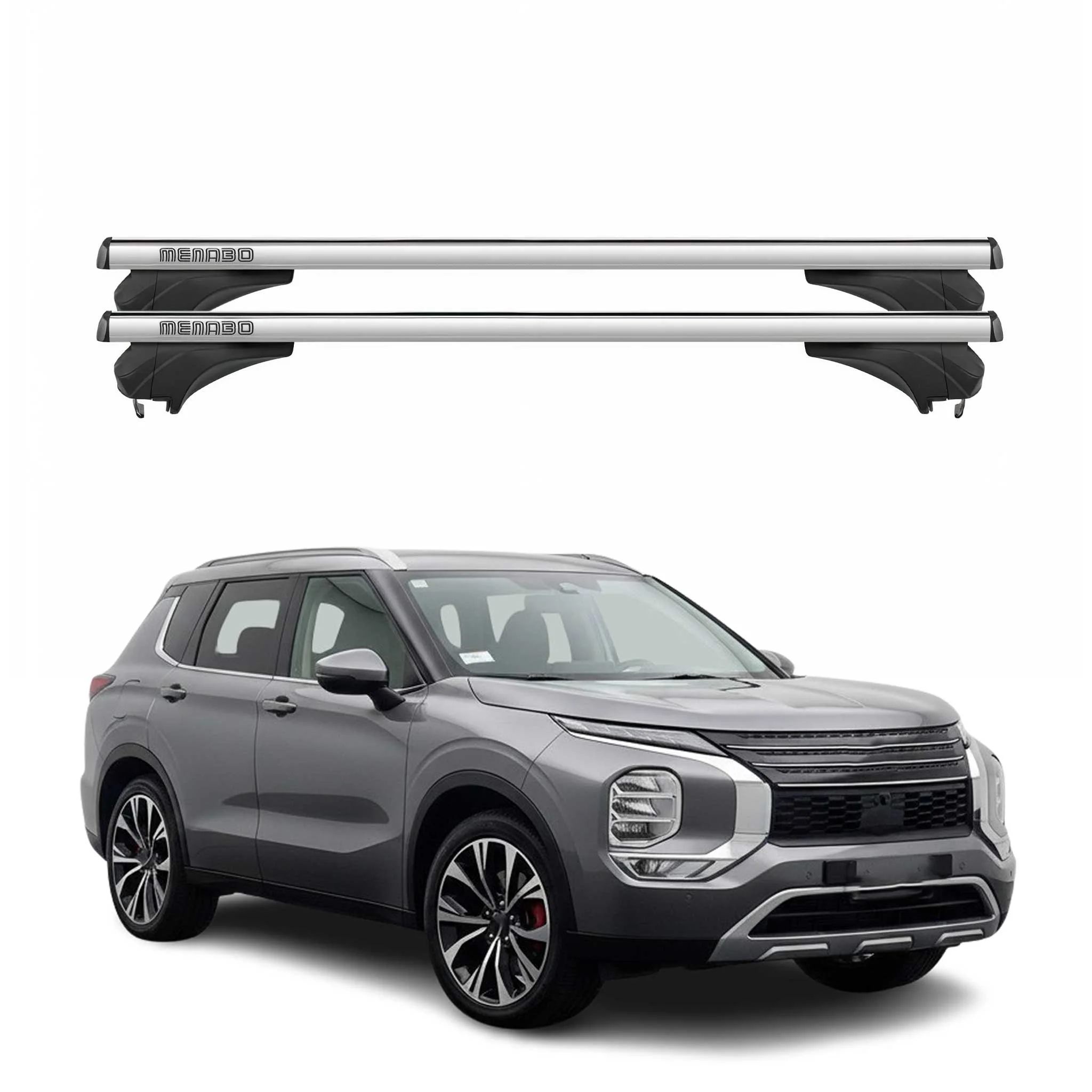 Menabo Dachträger Grundtäger für Mitsubishi Outlander 2021-2026 Alu Silber 2 tlg