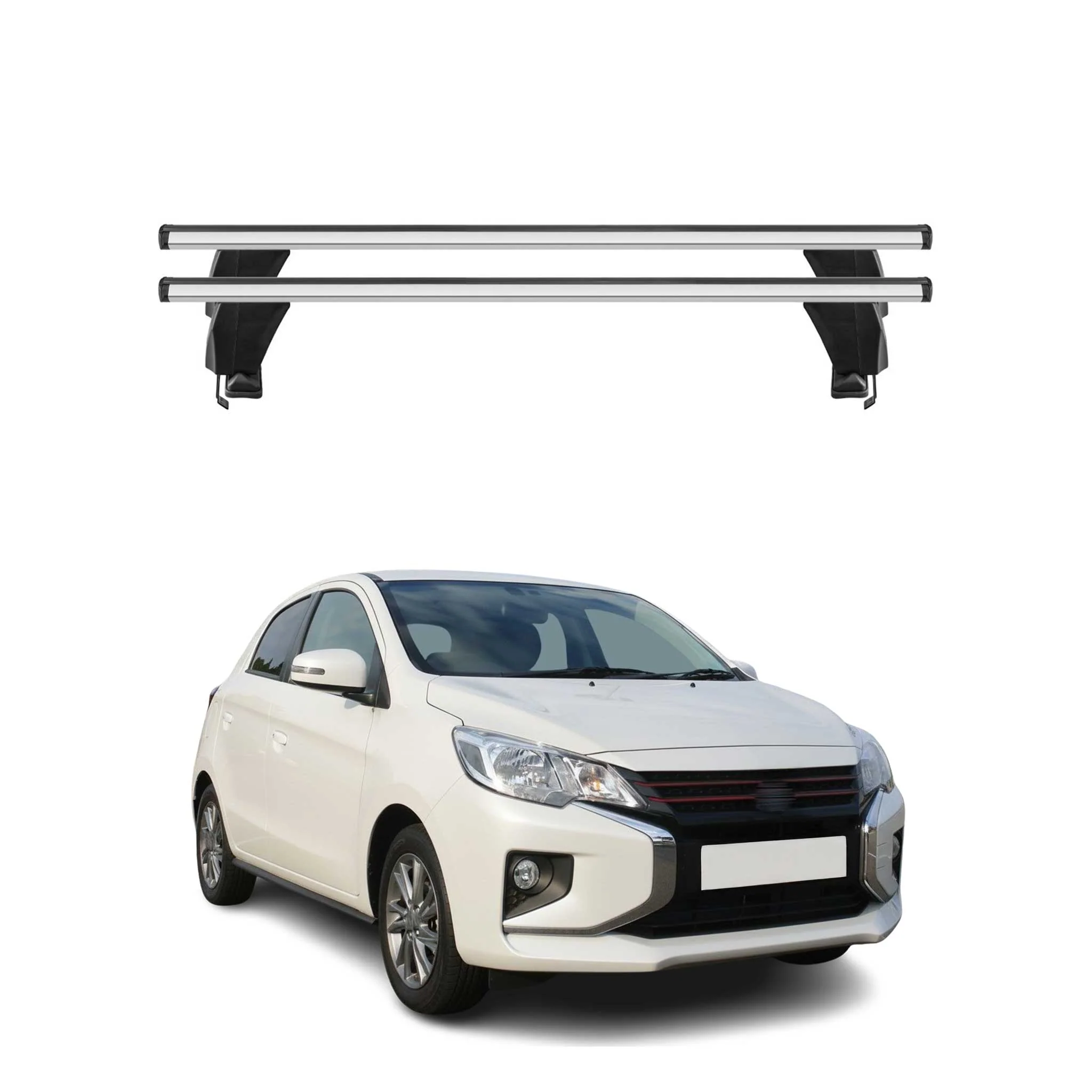 Menabo Dachträger für Mitsubishi Space Star mk2 2016-2020 FL 50kg Alu Silber 2x
