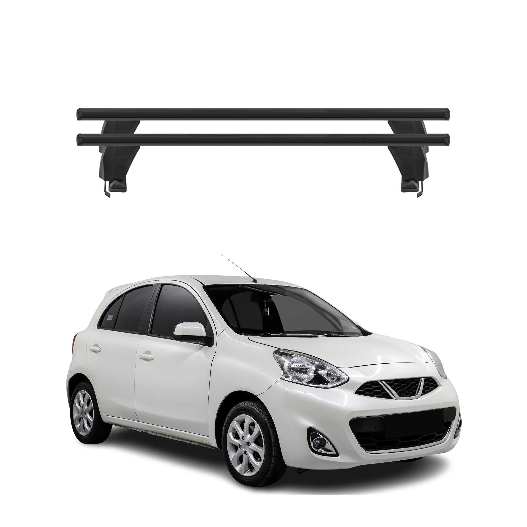 Menabo Dachträger Grundtäger für Nissan Micra 2017-2023 50kg Alu Schwarz 2 tlg