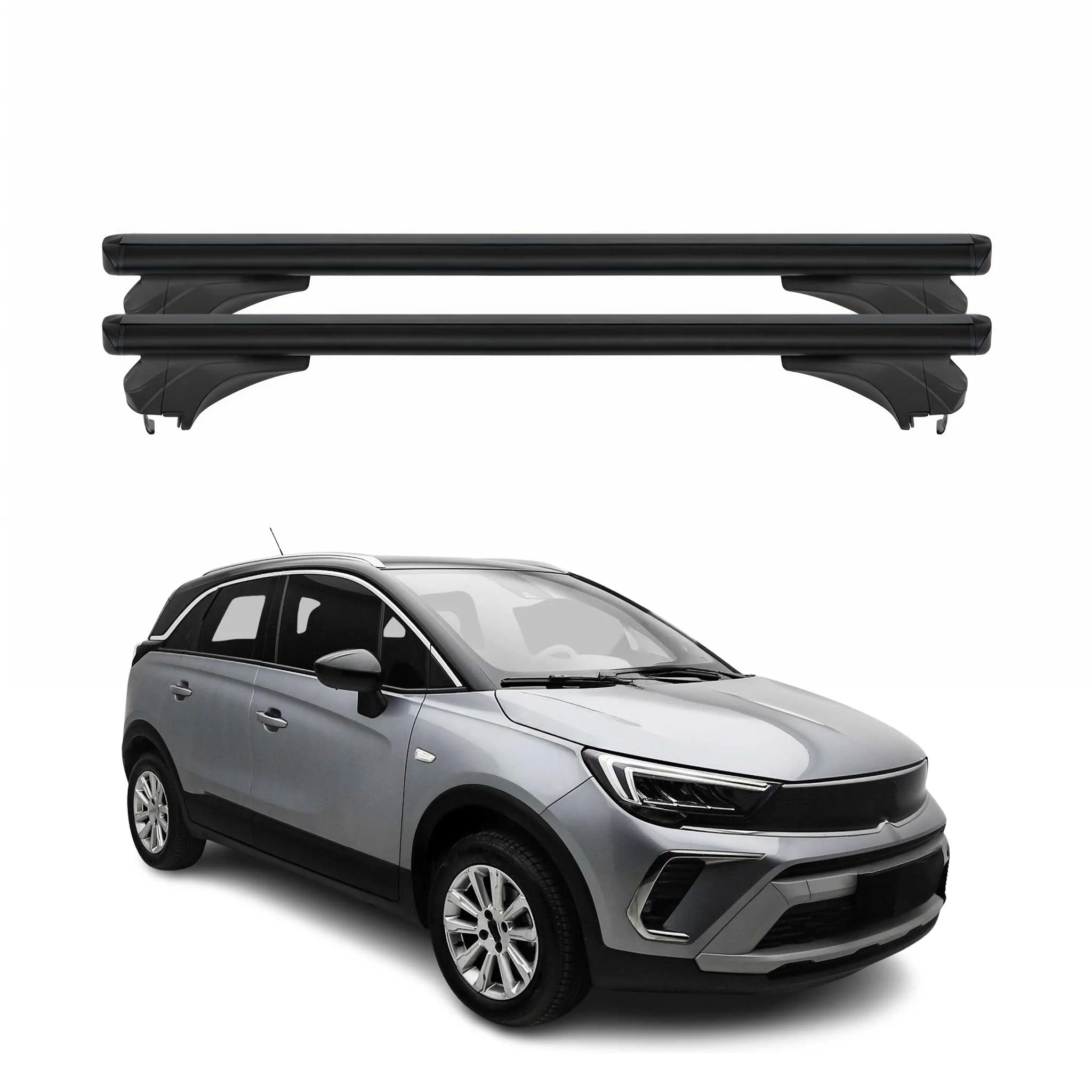 Menabo Dachträger Grundtäger für Opel Crossland 2020-2024 FL Alu Schwarz 2 tlg