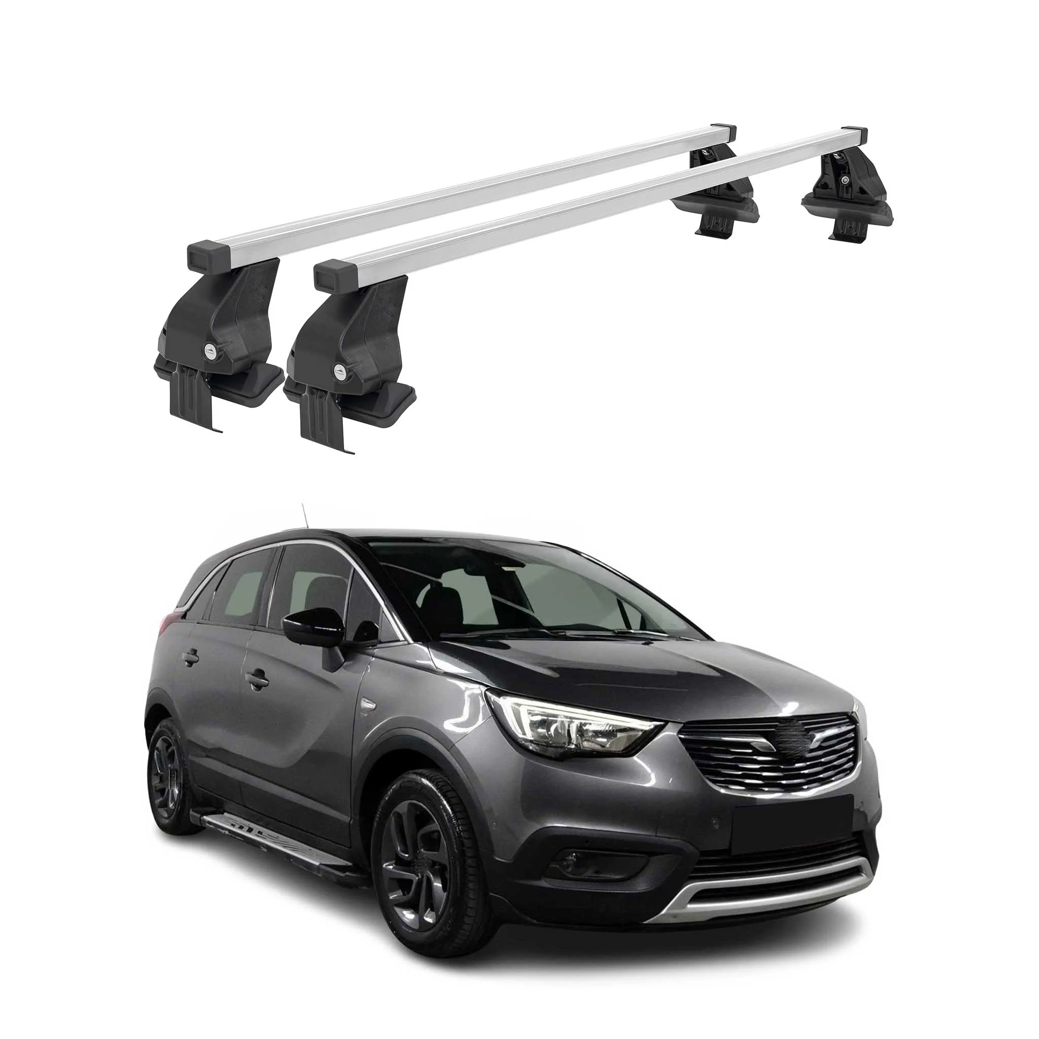 Menabo Dachträger Grundtäger für Opel Crossland X 2017-2024 50kg Alu Silber 2x