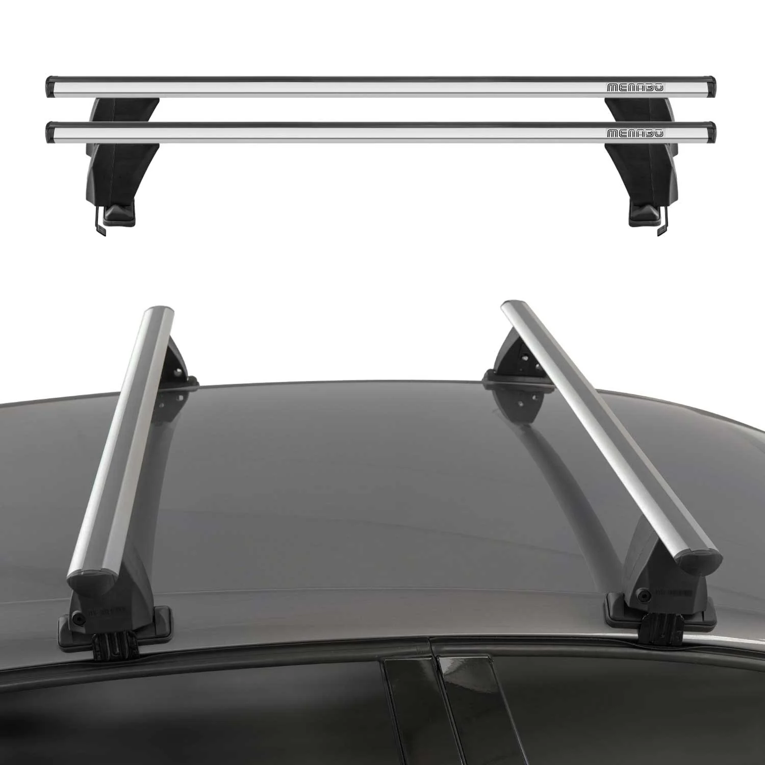 Menabo Dachträger für Opel Grandland / Grandland X 2017-2024 50kg Alu Silber 2x - Image 2