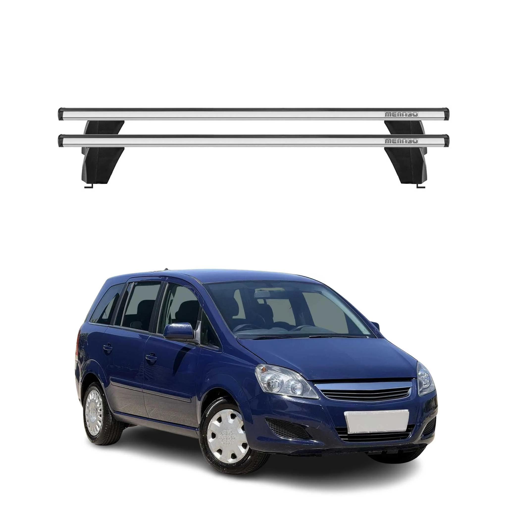 Menabo Dachträger Grundtäger für Opel Zafira B 2008-2011 FL 75kg Alu Silber 2tlg