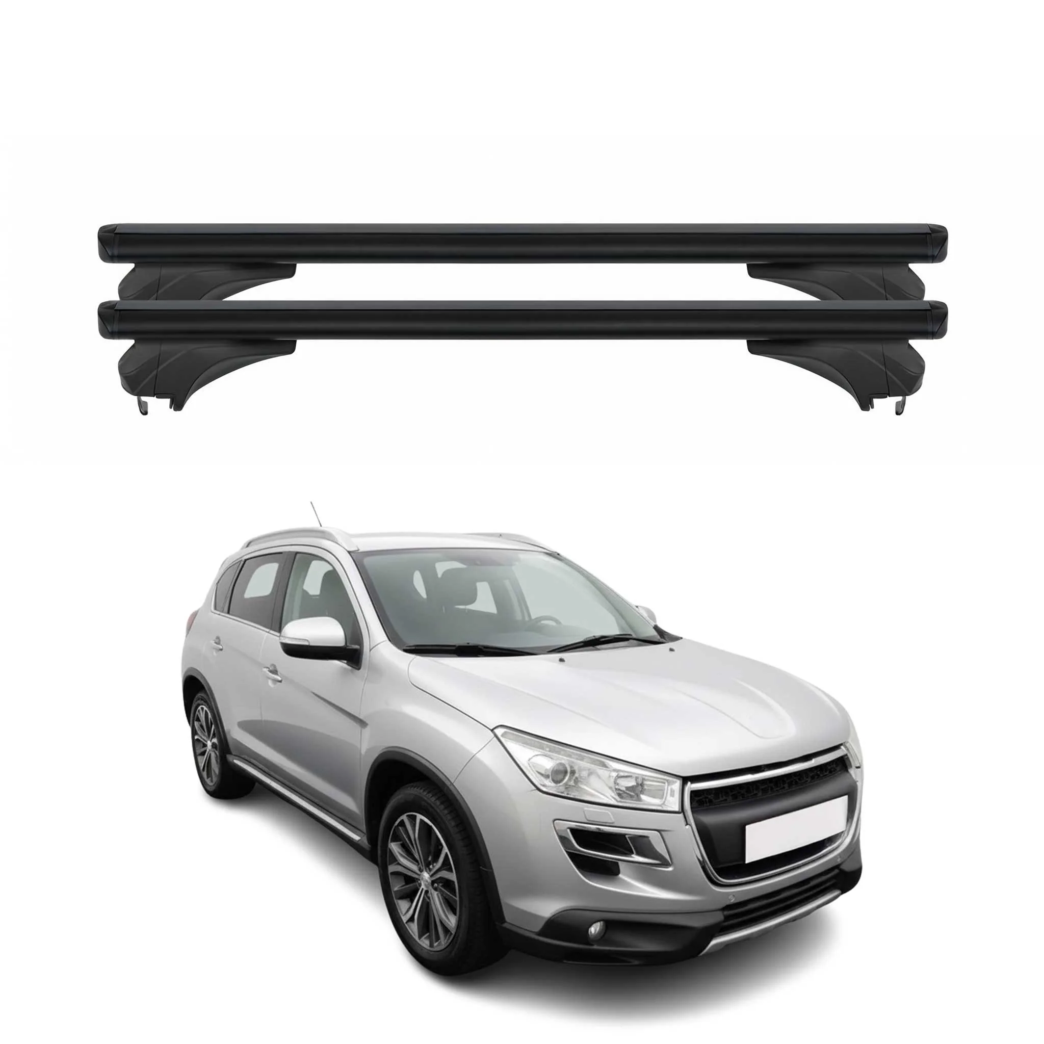 Menabo Dachträger Grundtäger für Peugeot 4008 2012-2017 Aluminium Schwarz 2 tlg