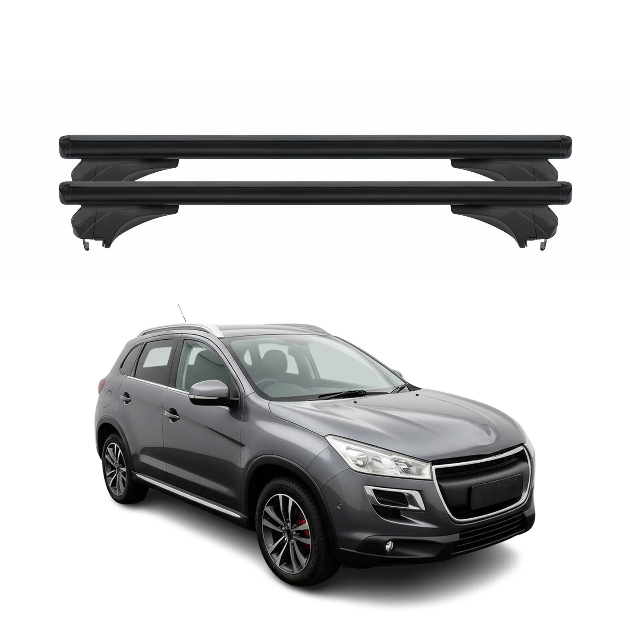 Menabo Dachträger Grundtäger für Peugeot 4008 2012-2017 Aluminium Schwarz 2 tlg
