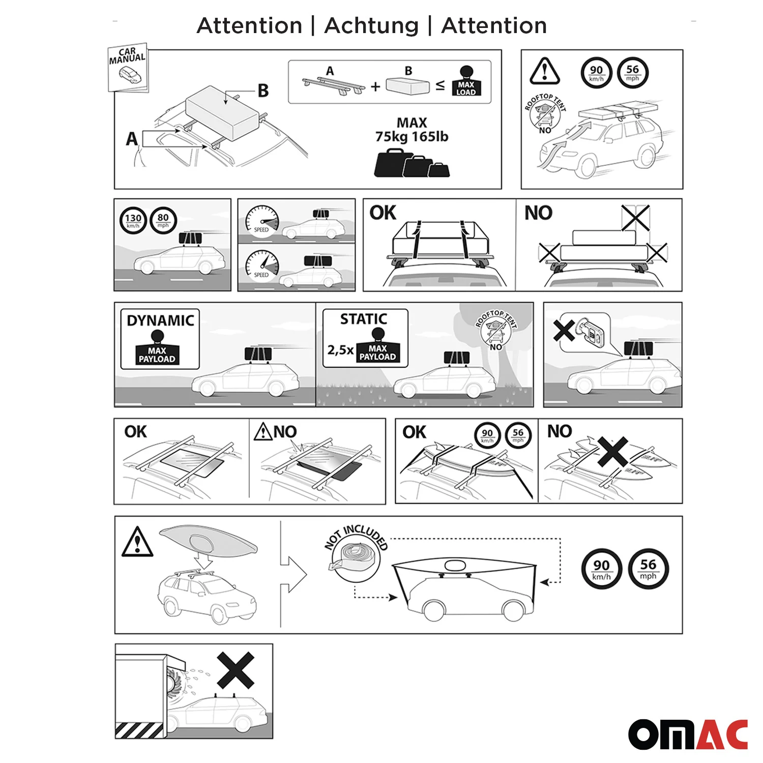 Menabo Dachträger Grundtäger für Peugeot Partner Tepee 2008-2018 75kg Schwarz 2x - Image 11