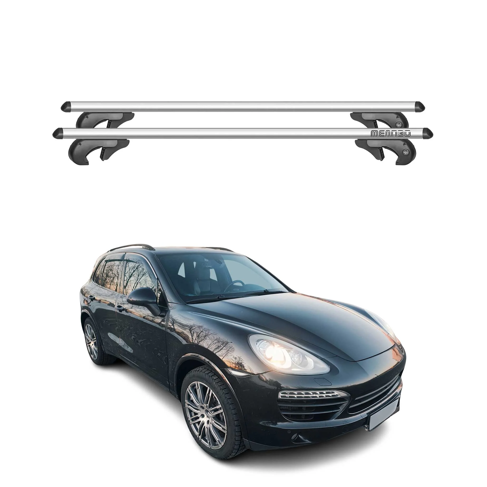 Menabo Dachträger Grundtäger für Porsche Cayenne 2011-2017 90kg Alu Silber 2 tlg