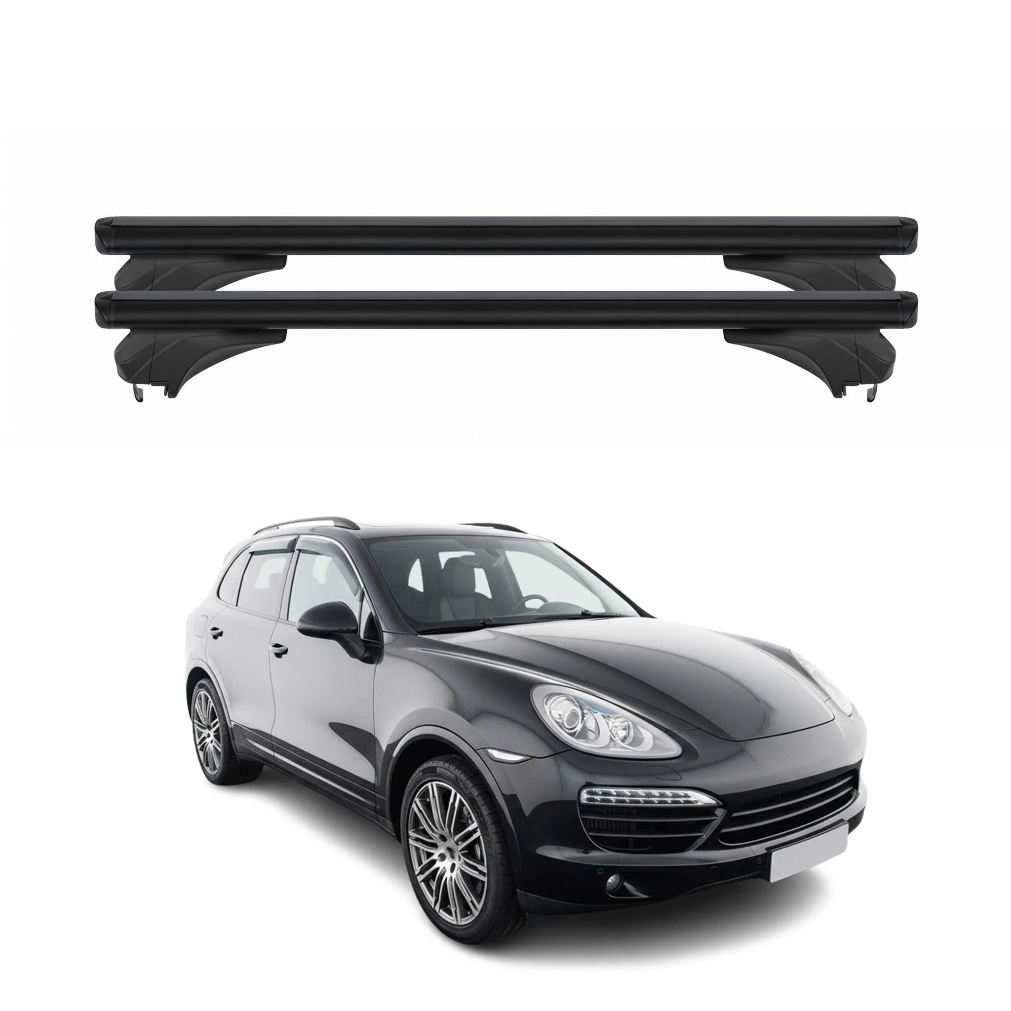 Menabo Dachträger Grundtäger für Porsche Cayenne 92A 2011-2017 Alu Schwarz 2 tlg