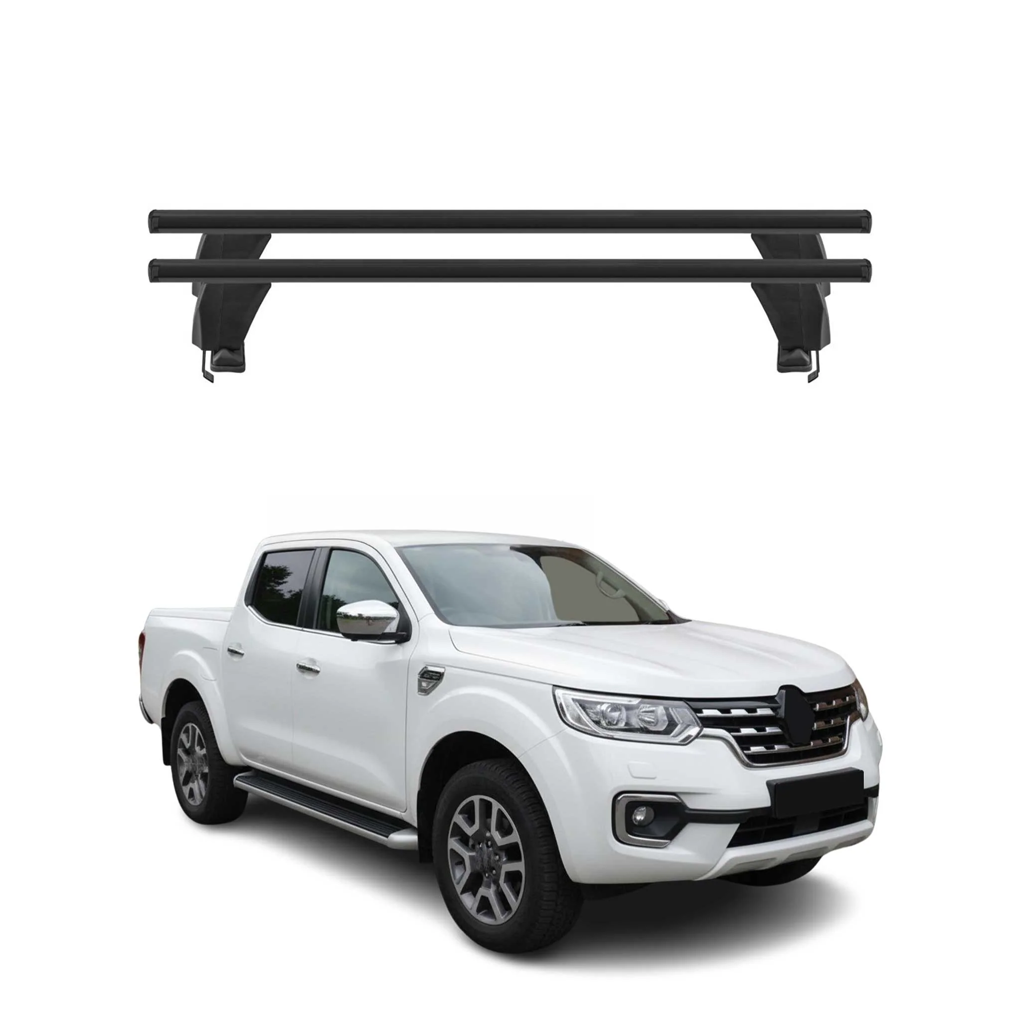 Menabo Dachträger Grundtäger für Renault Alaskan 2017-2021 50kg Alu Schwarz 2x