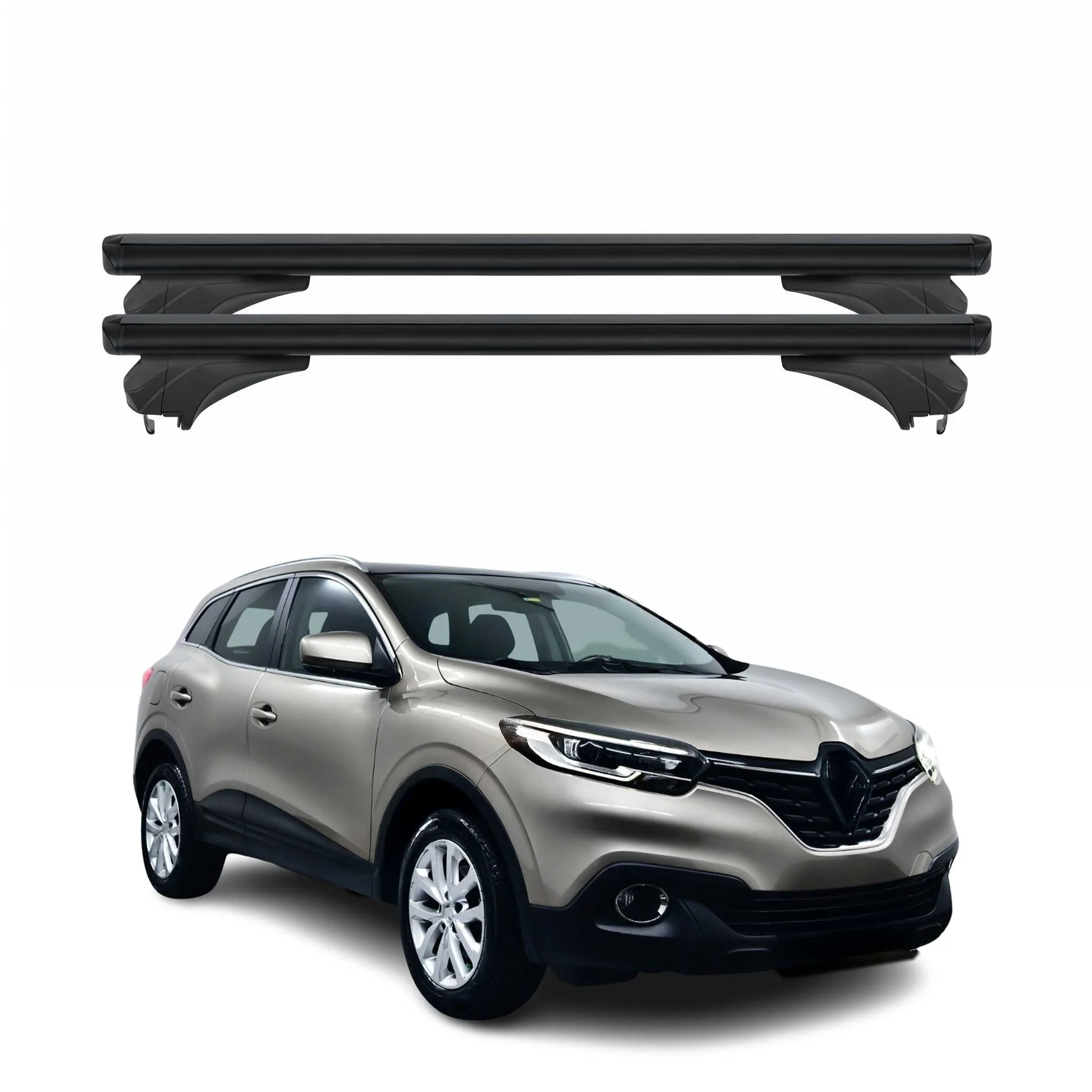 Menabo Dachträger Grundtäger für Renault Kadjar 2015-2022 Aluminium Schwarz 2tlg