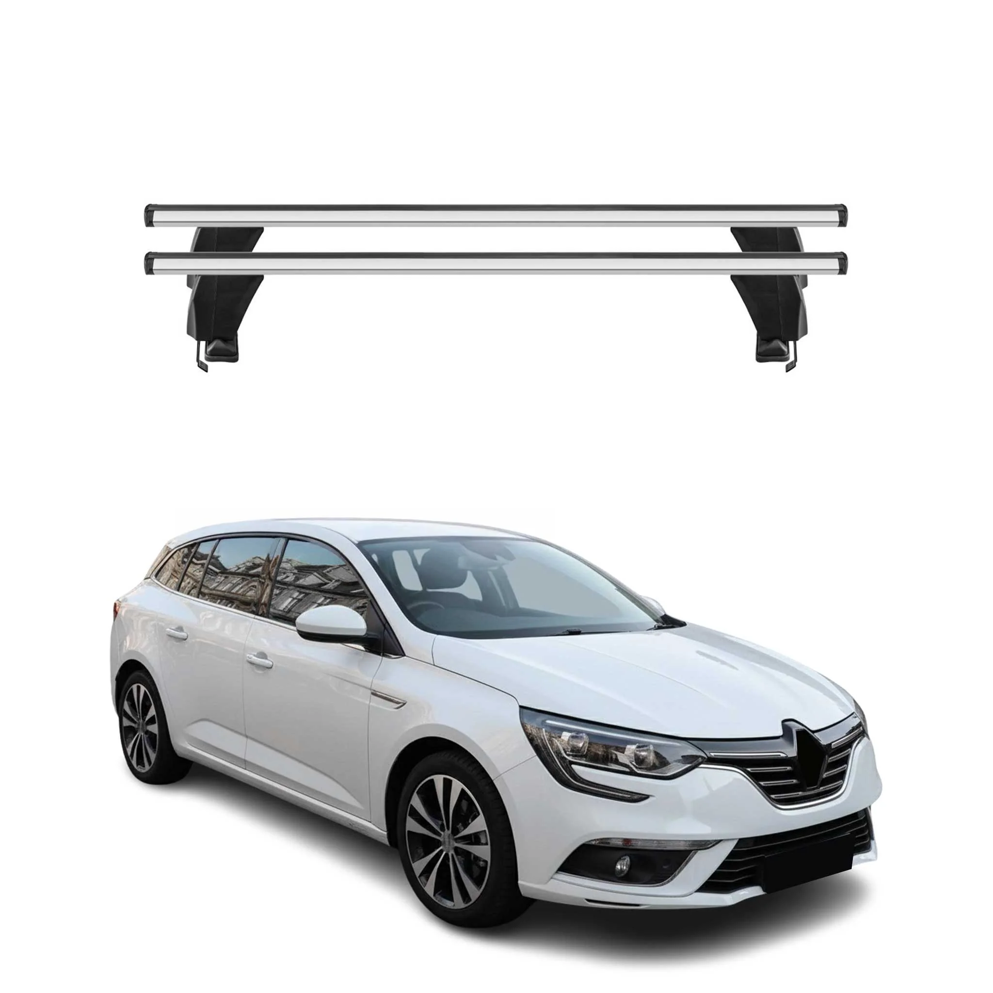 Menabo Dachträger für Renault Megane Gran Coupe 2016-2022 50kg Alu Silber 2x