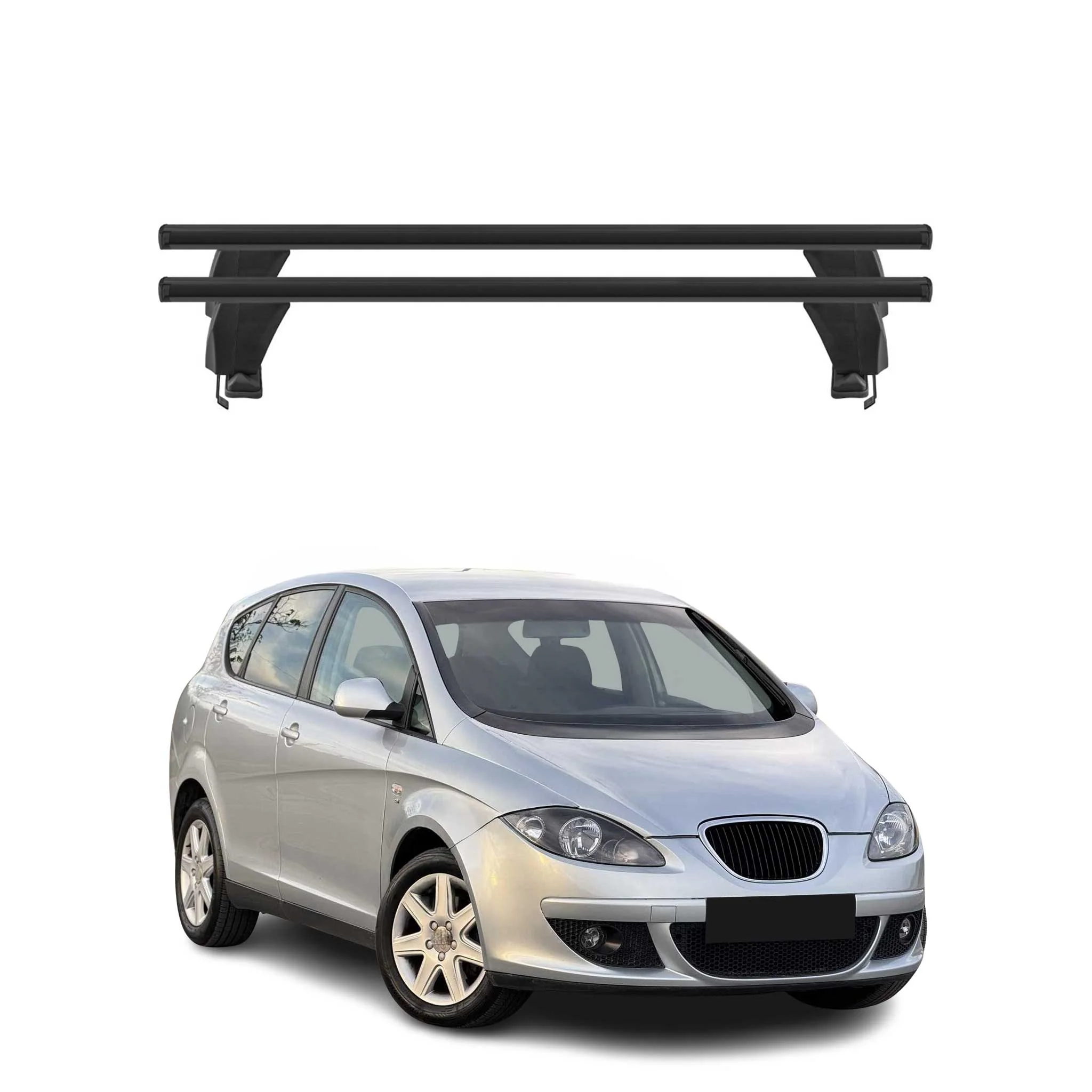 Menabo Dachträger Grundtäger für Seat Altea 2004-2009 Pre-FL 50kg Alu Schwarz 2x