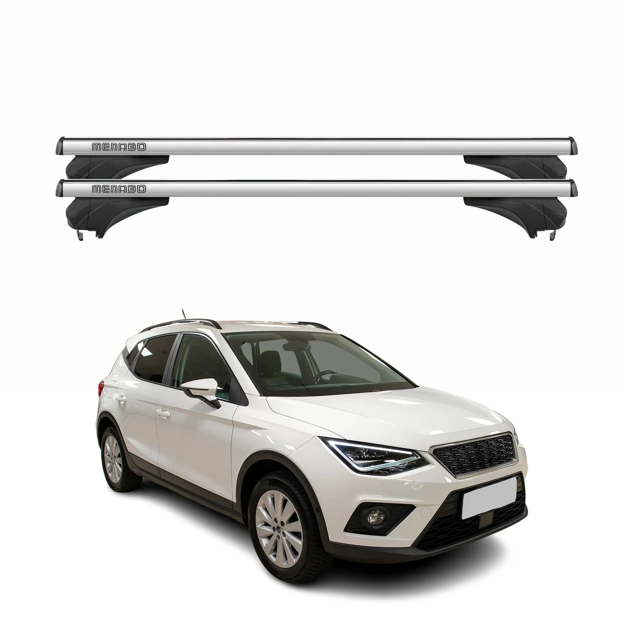 Menabo Dachträger Grundtäger für Seat Arona 2017-2026 Aluminium Silber 2 tlg