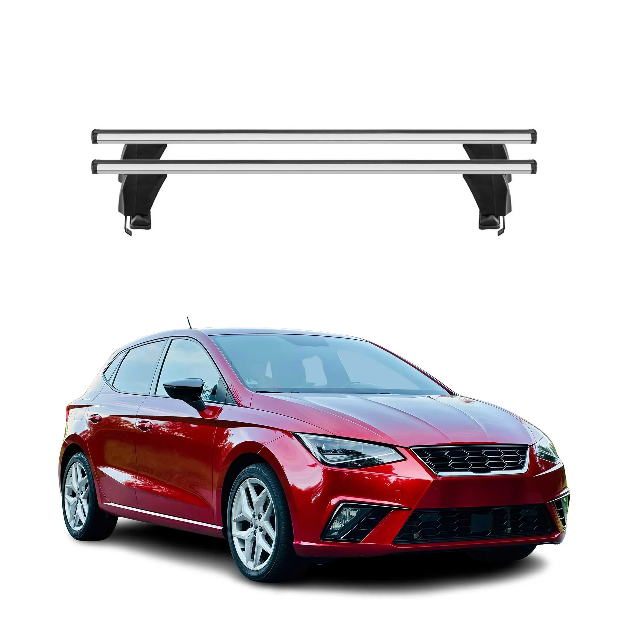 Menabo Dachträger Grundtäger für Seat Ibiza mk5 2017-2026 50kg Alu Silber 2 tlg