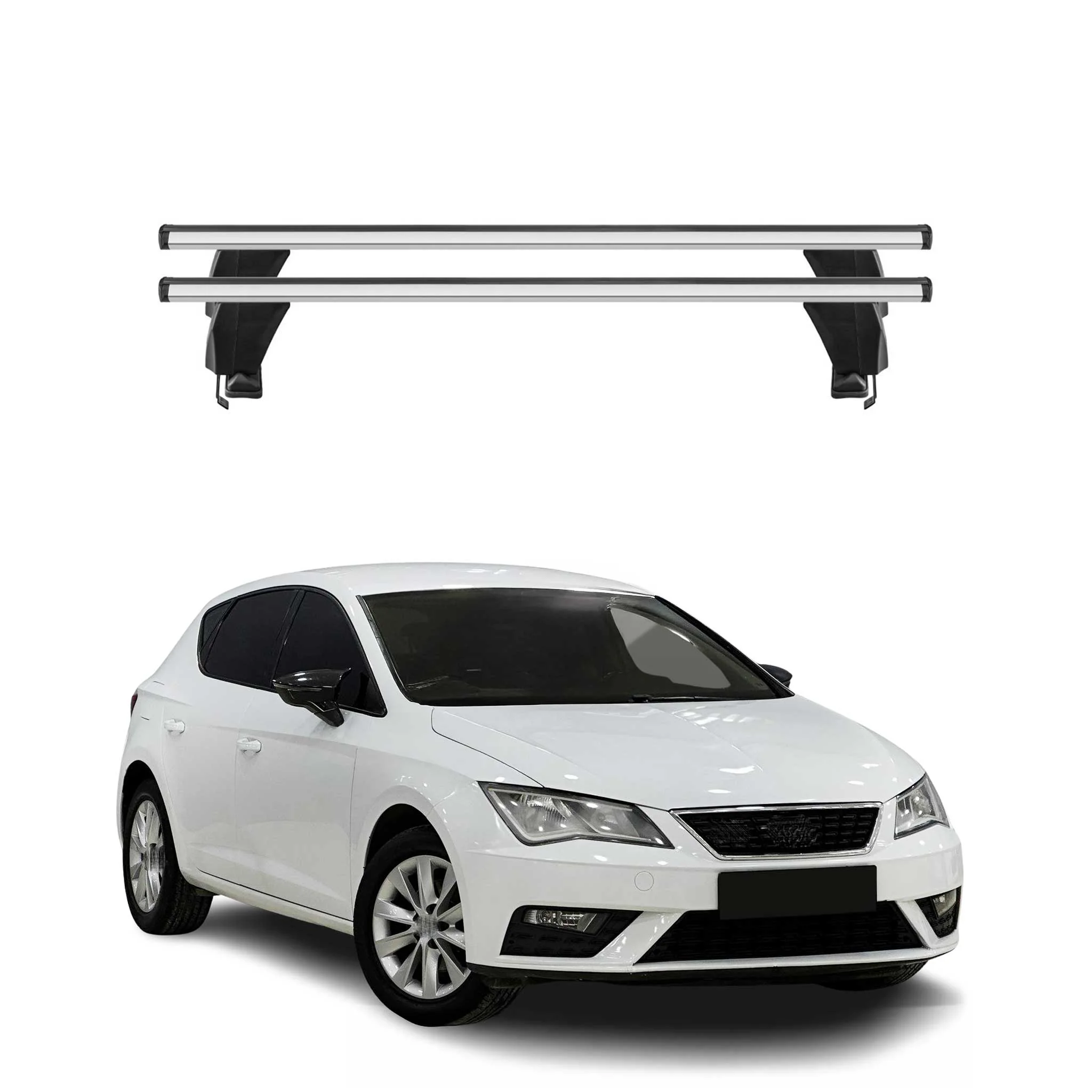 Menabo Dachträger Grundtäger für Seat Leon mk3 2012-2020 50kg Alu Silber 2 tlg