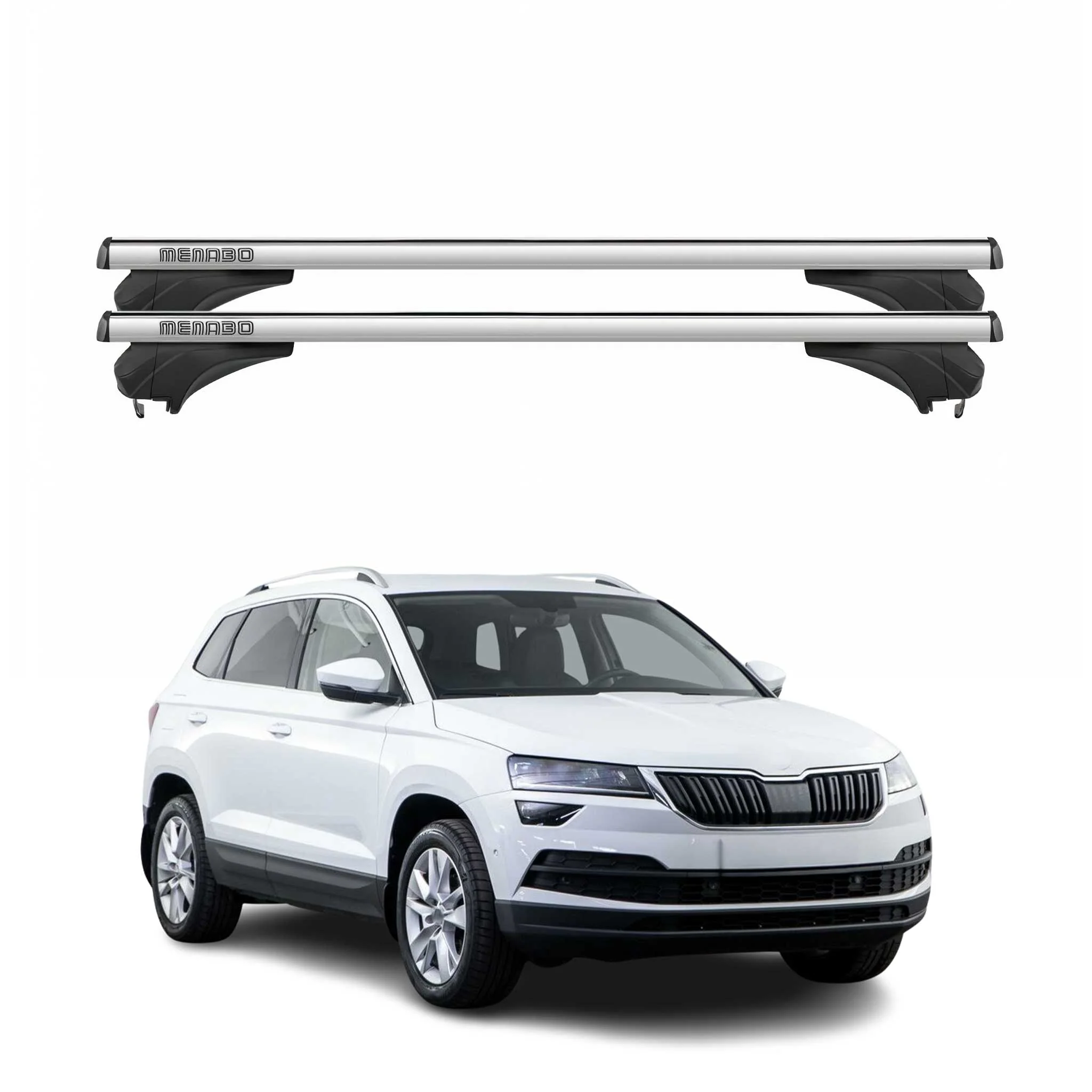 Menabo Dachträger Grundtäger für Skoda Karoq 2017-2026 Aluminium Silber 2 tlg