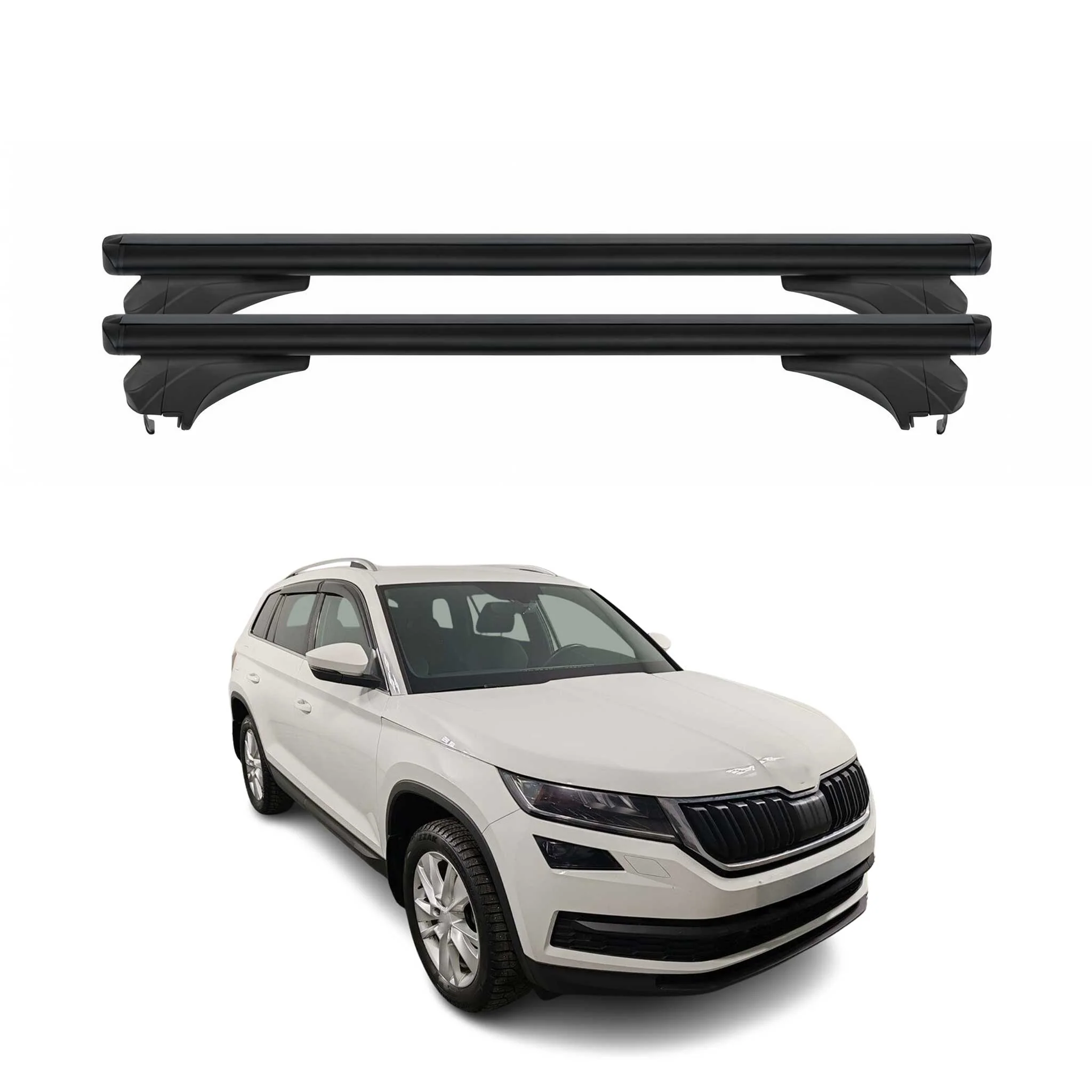Menabo Dachträger Grundtäger für Skoda Kodiaq I 2017-2023 Aluminium Schwarz 2tlg