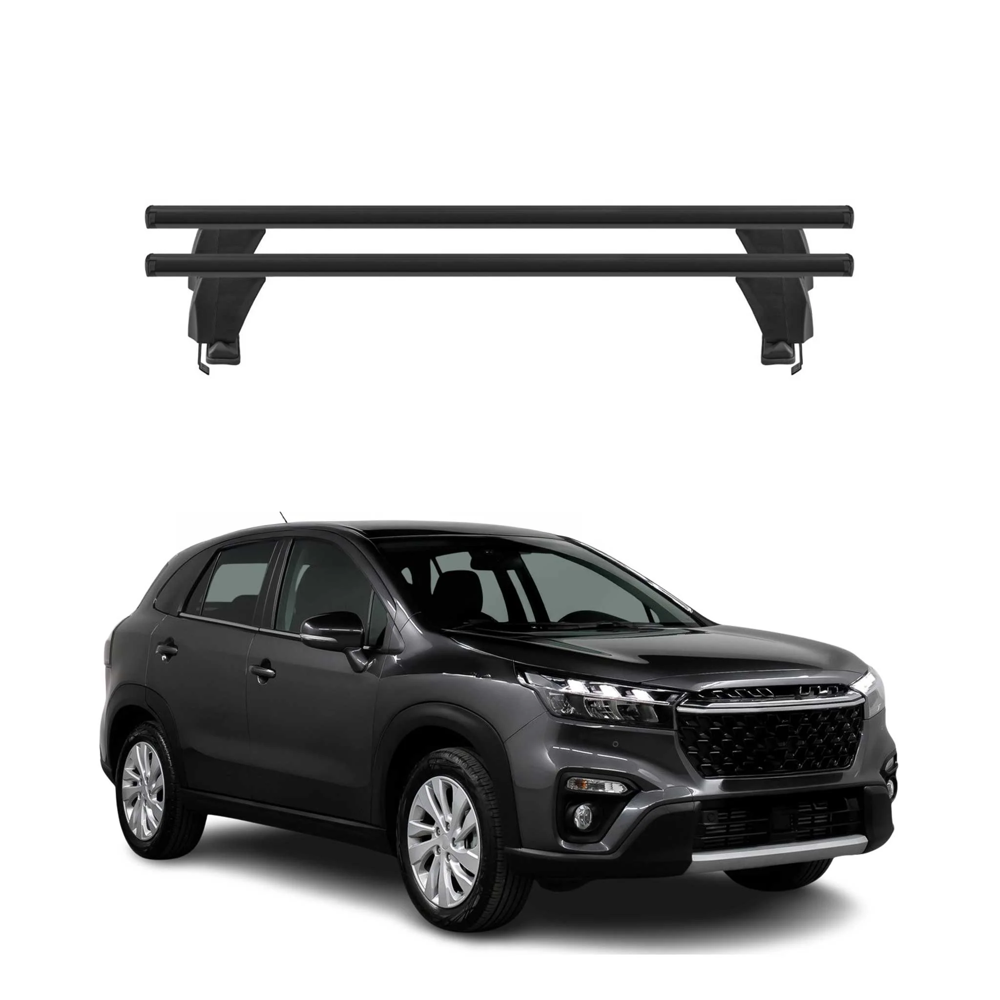 Menabo Dachträger für Suzuki SX4 S-Cross mk2 2016-2021 FL 50kg Alu Schwarz 2x