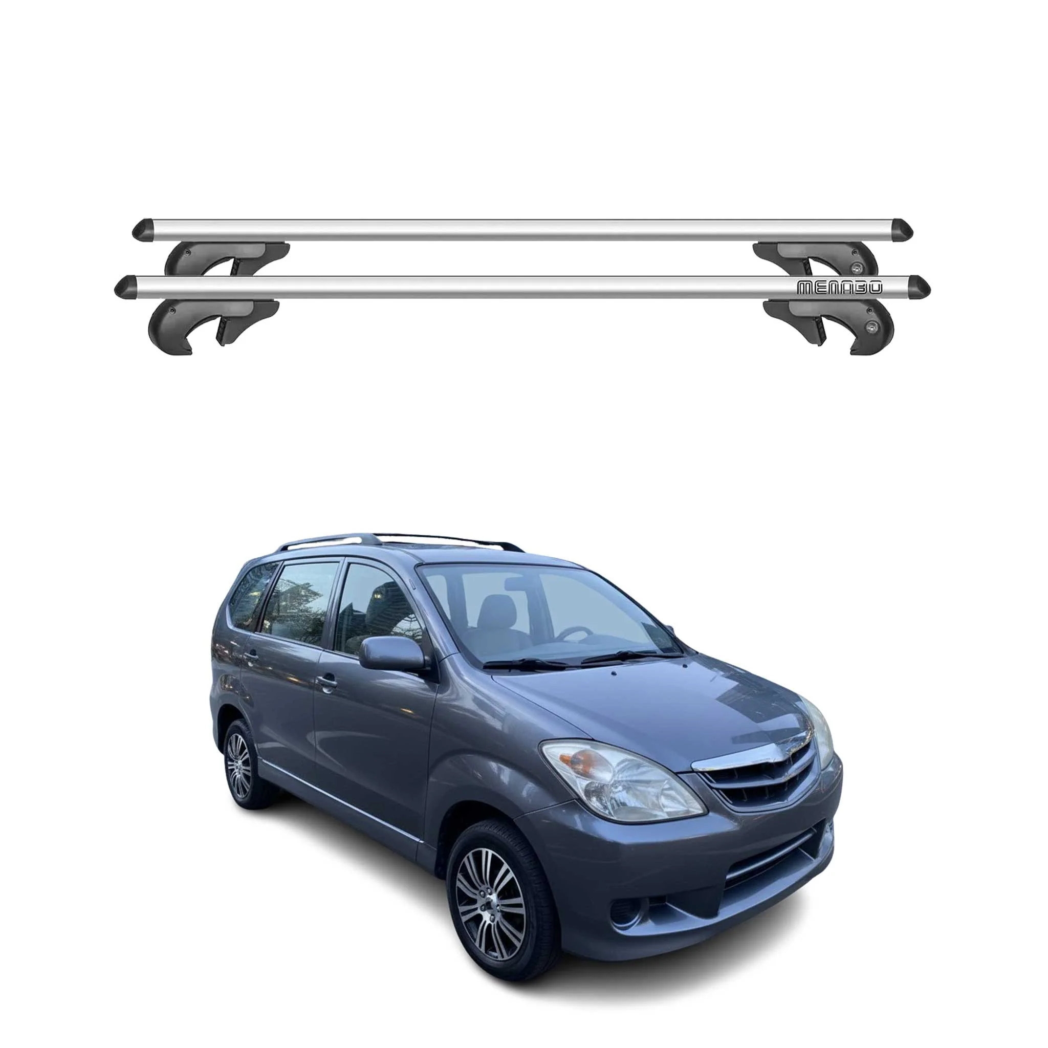 Menabo Dachträger Grundtäger für Toyota Avanza 2011-2015 90kg Alu Silber 2 tlg