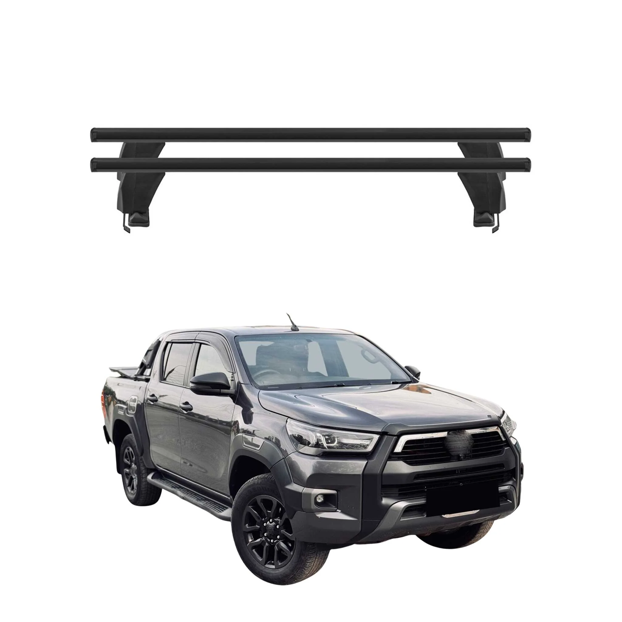 Menabo Dachträger Grundtäger für Toyota Hilux 2015-2020 50kg Alu Schwarz 2 tlg