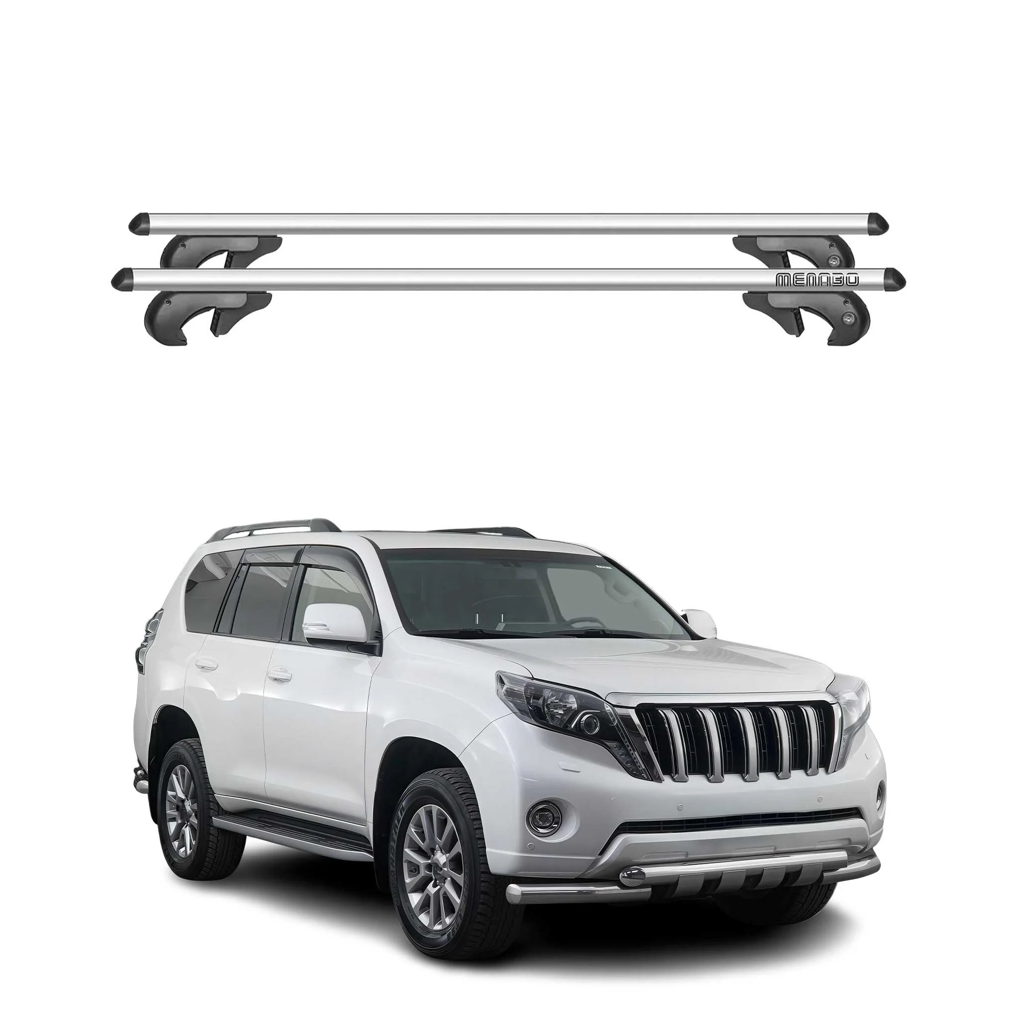 Menabo Dachträger Grundtäger für Toyota Land Cruiser J200 2005-21 Alu Silber 2x