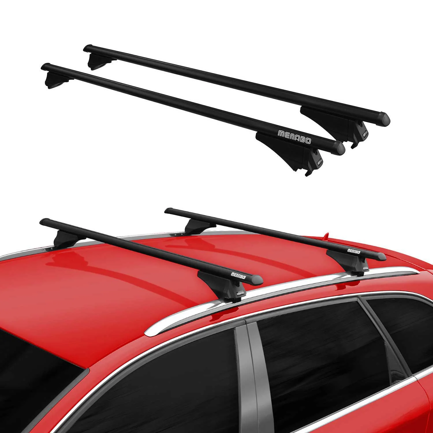 Menabo Dachträger Grundtäger für Volvo EX40 2024-2026 75kg Aluminium Schwarz 2x - Image 2